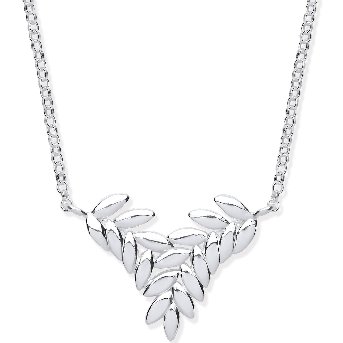 Silver Barley Leaf Necklace 16"
