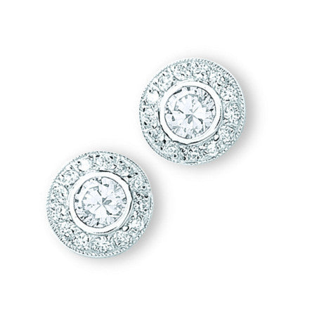 Silver Cz Cluster Stud Earrings