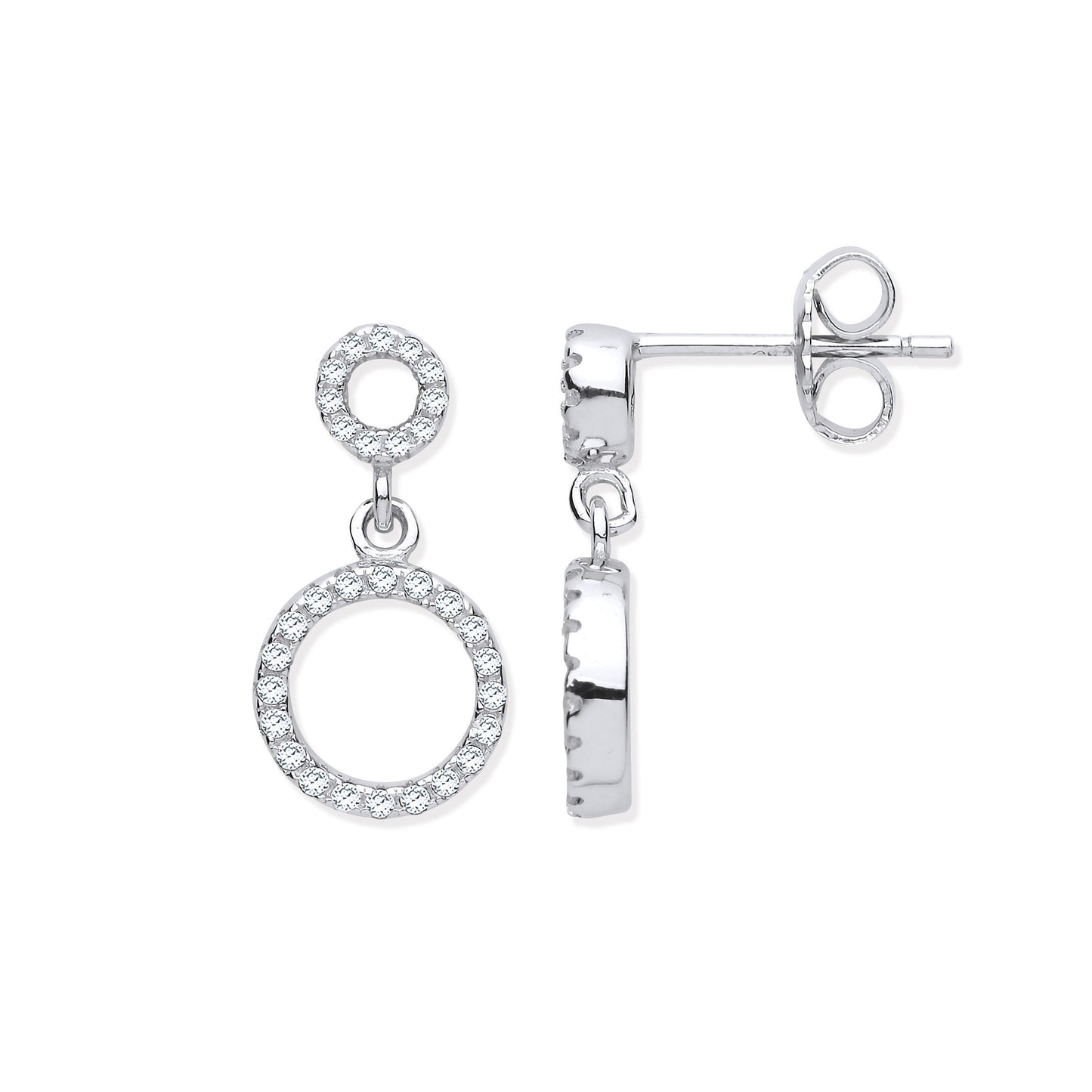 Silver CZ Circle of Life Drop Earrings