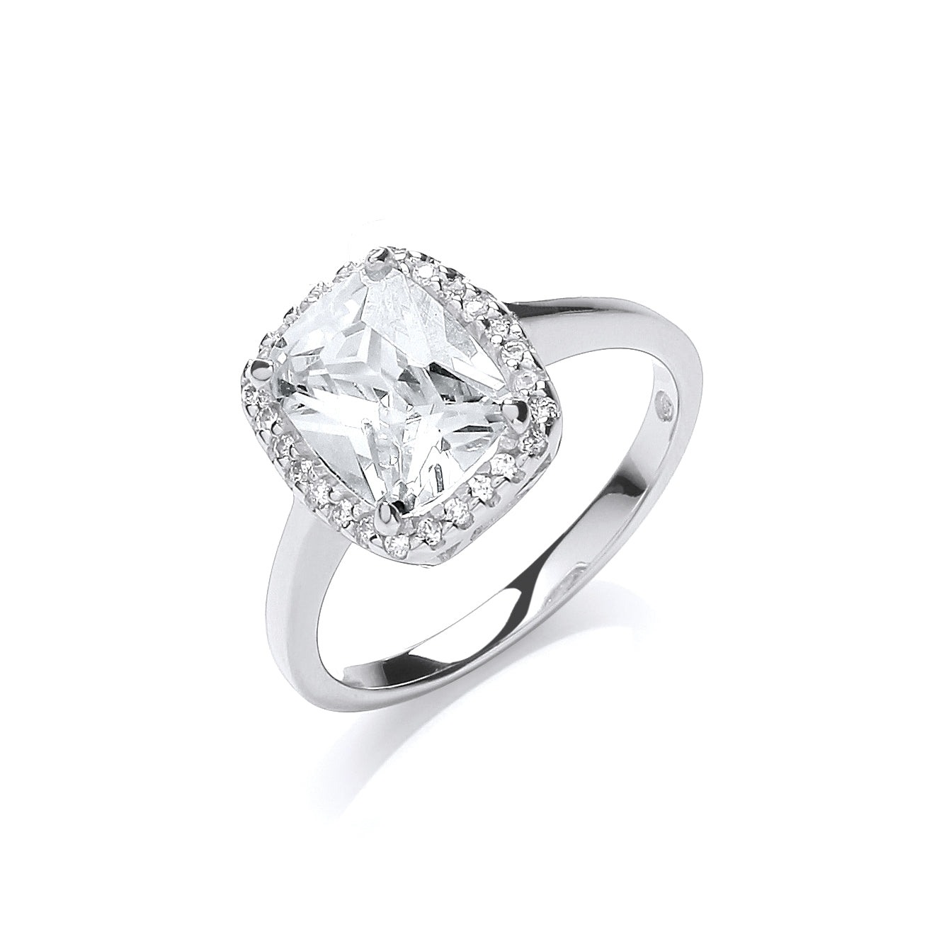 Silver Cushion Centre Cz Ring