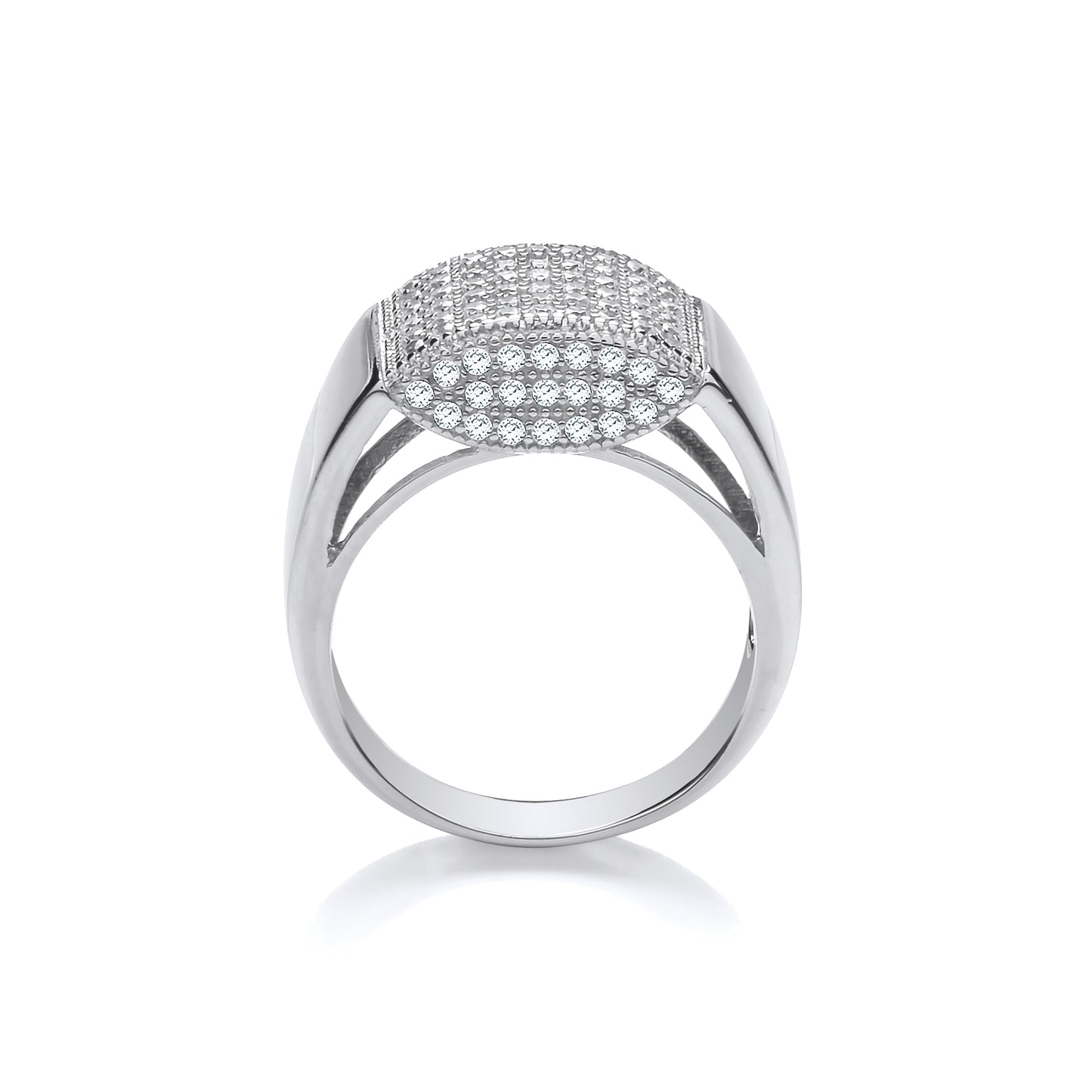 Silver Micro-Pave Cz Gents Ring