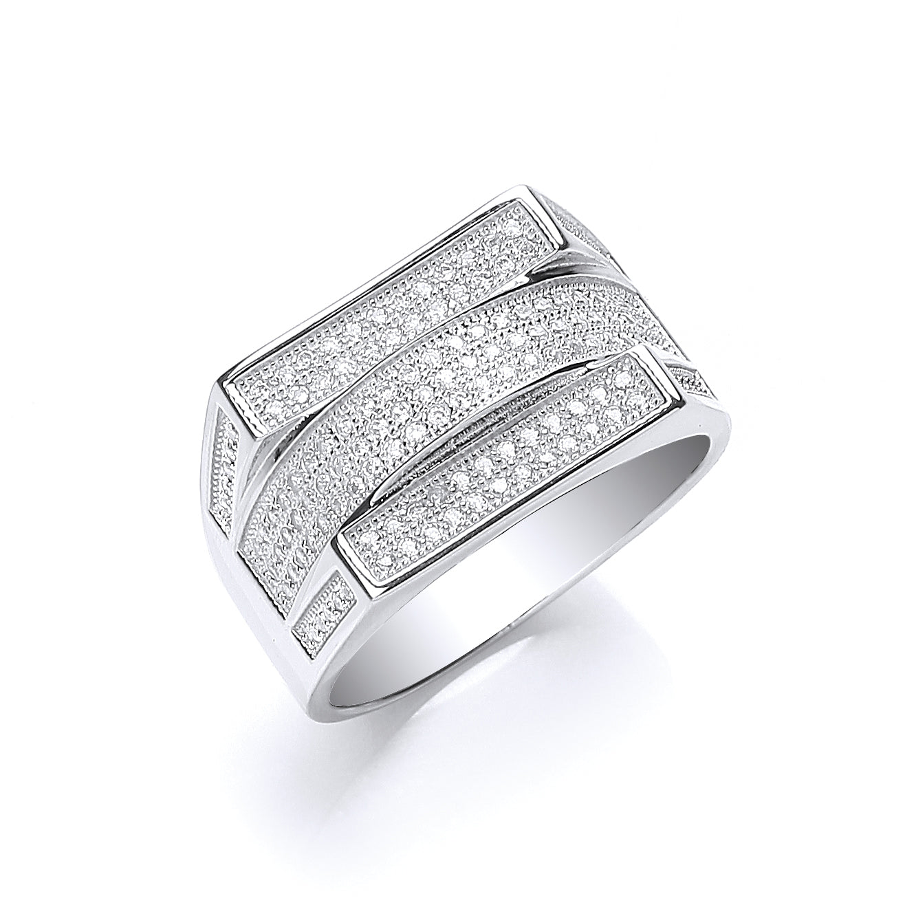 Silver Micro Pave' Cz Gents Ring