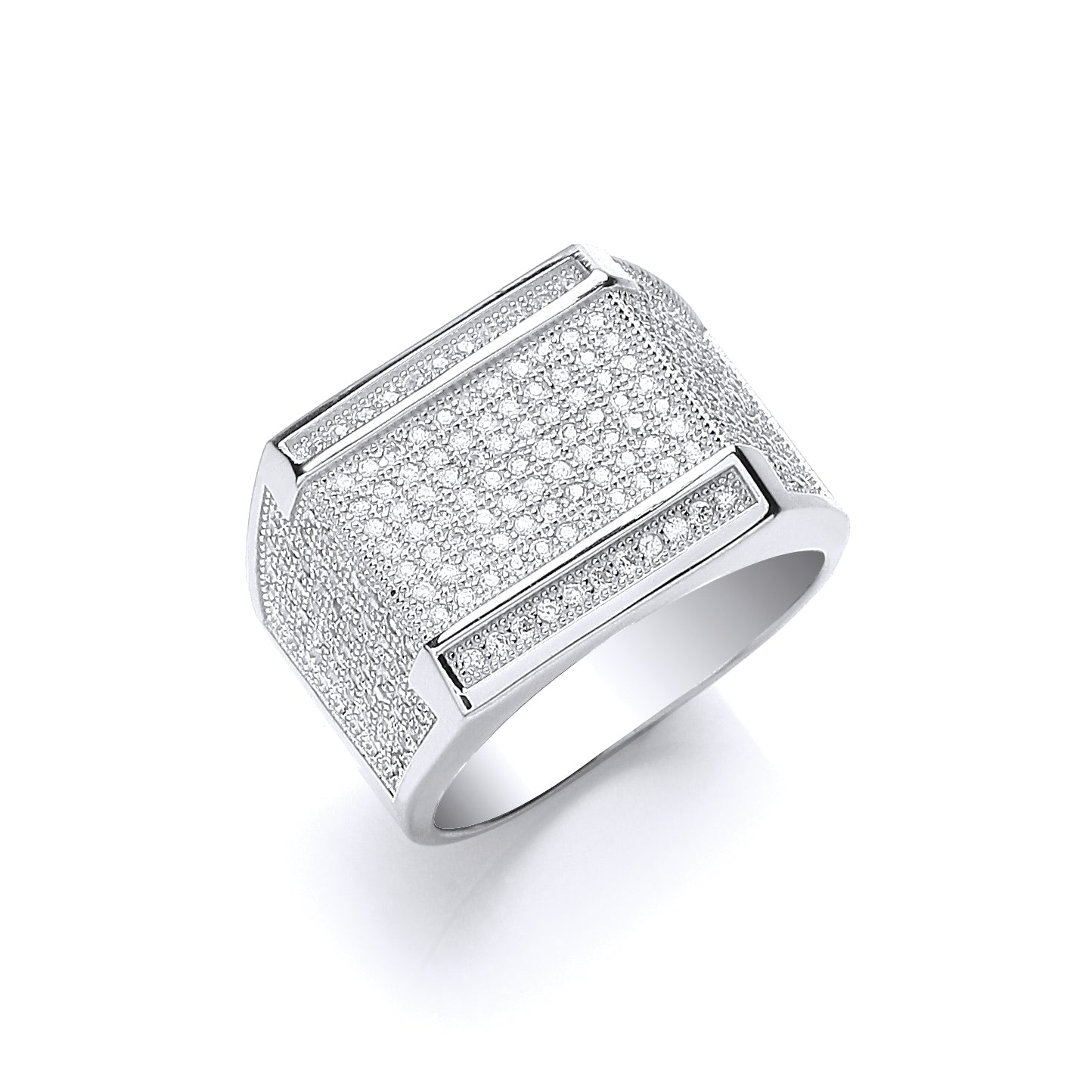 Silver Micro Pave' Cz Gents Ring