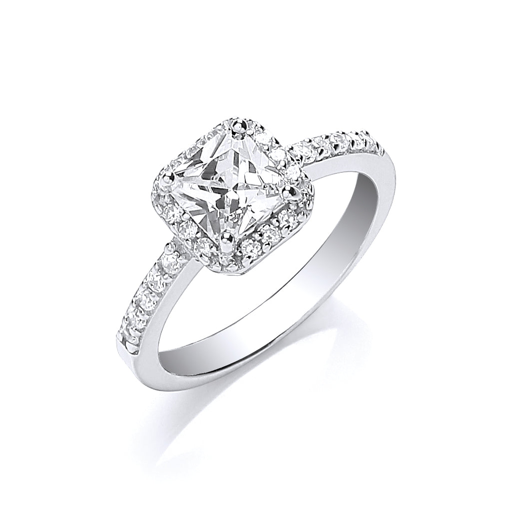 Silver Square Cz Ring