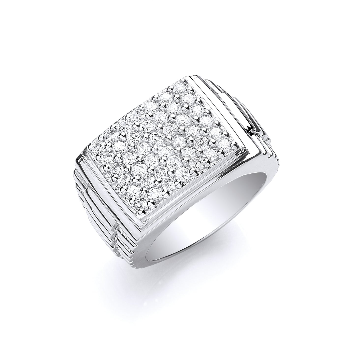 Silver Gents Square Top Cz Ring
