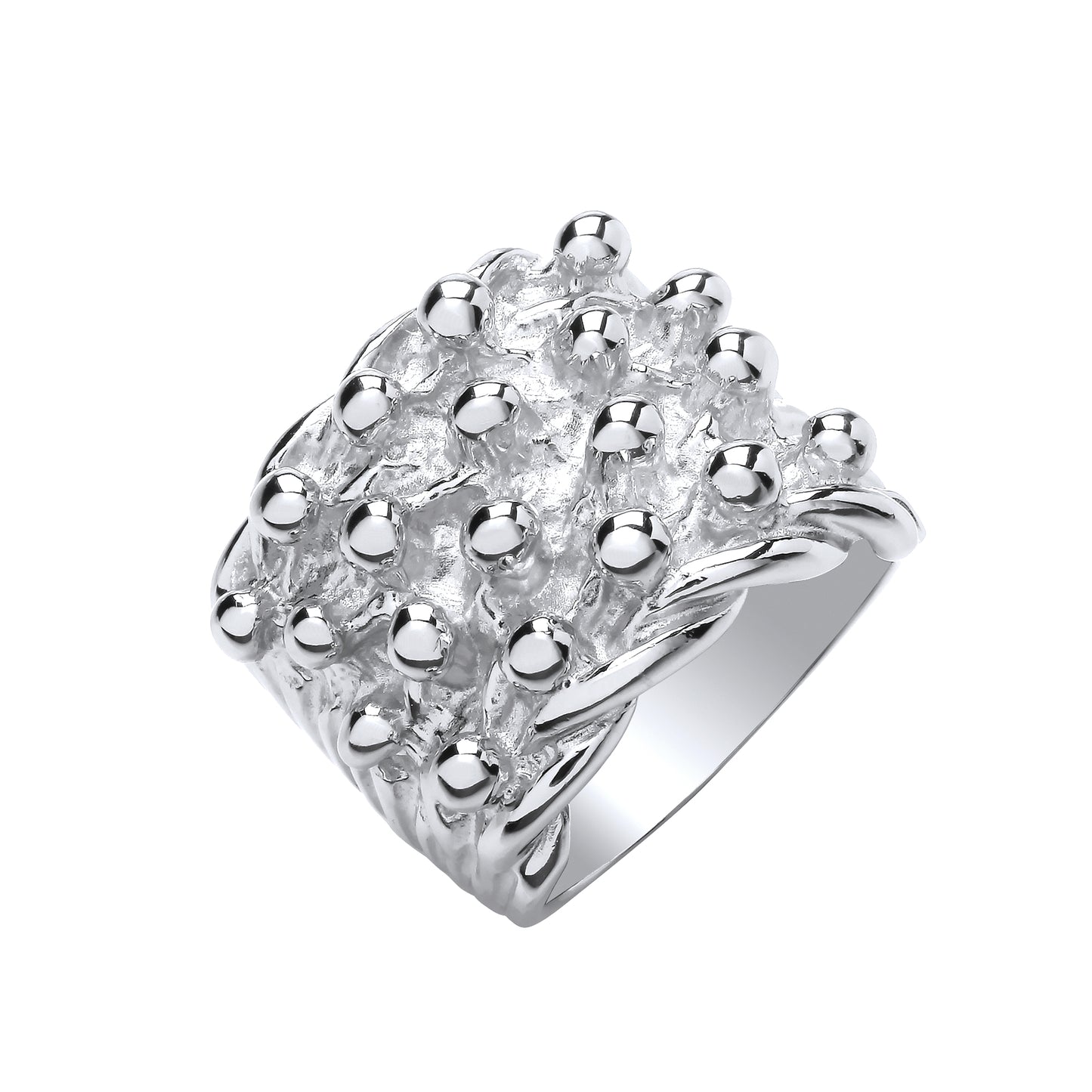 Silver 4 Row Keeper, Woven Back Large Ring