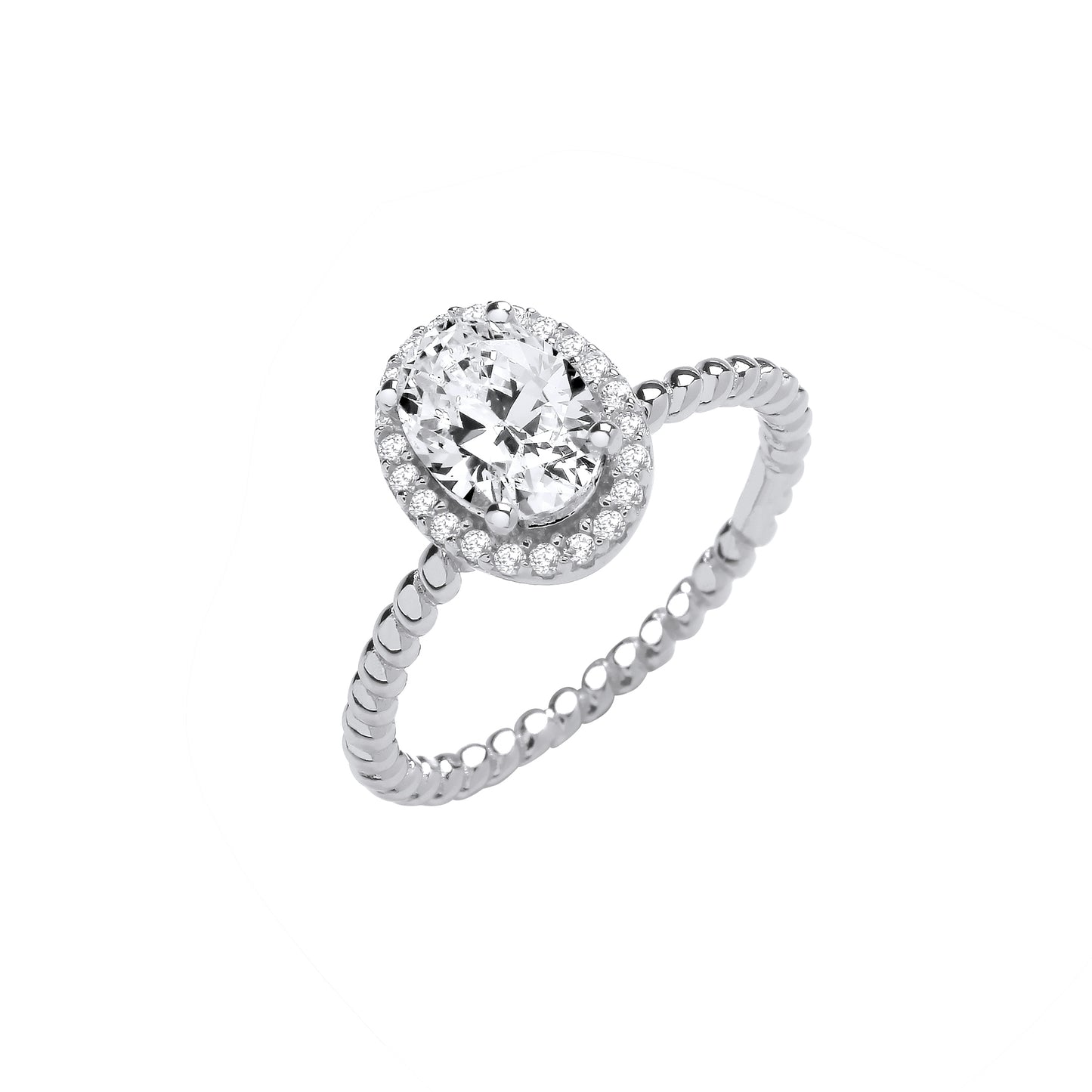 Silver Oval Cz Solitaire Ring