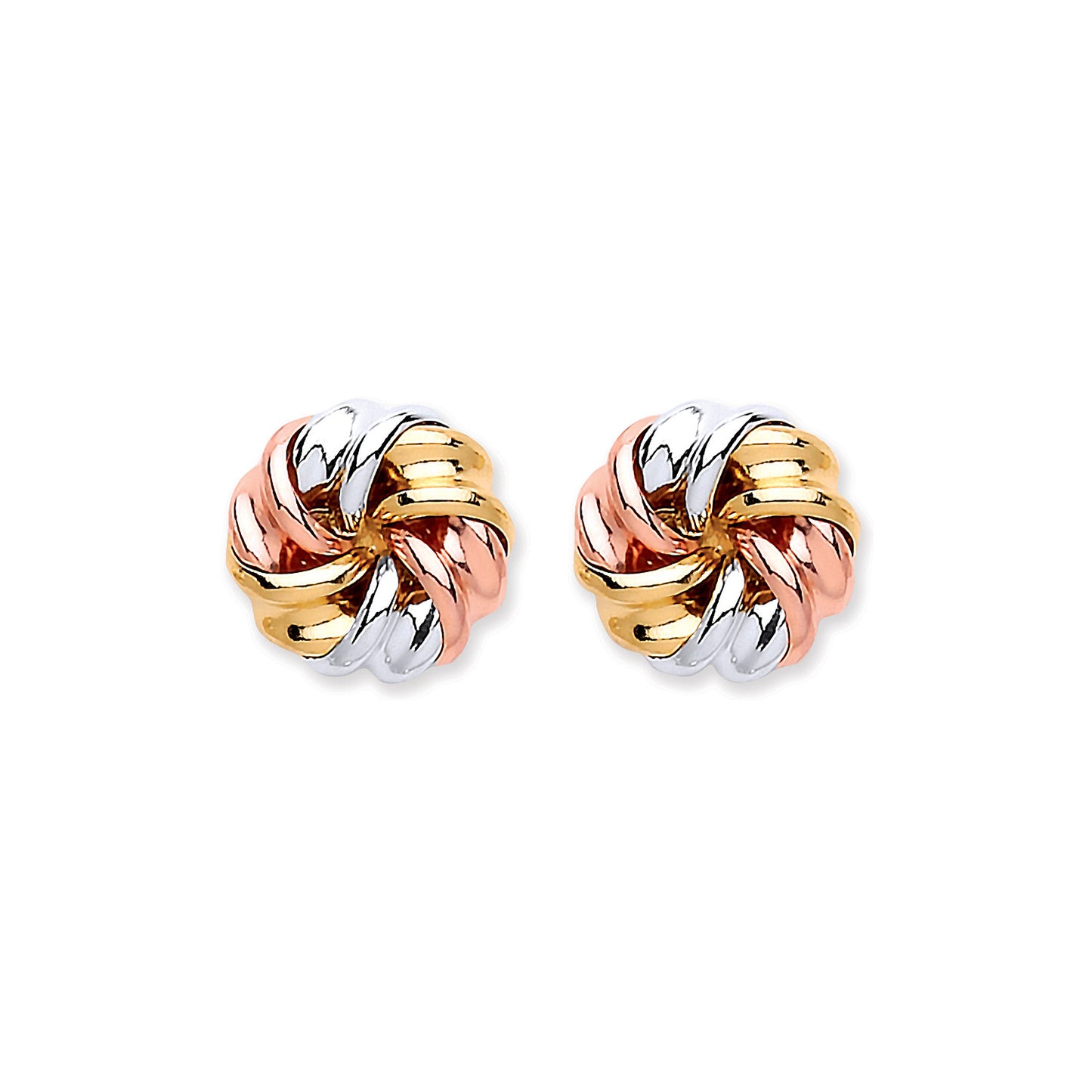 9ct Y, W & R/G Tight Knot Studs