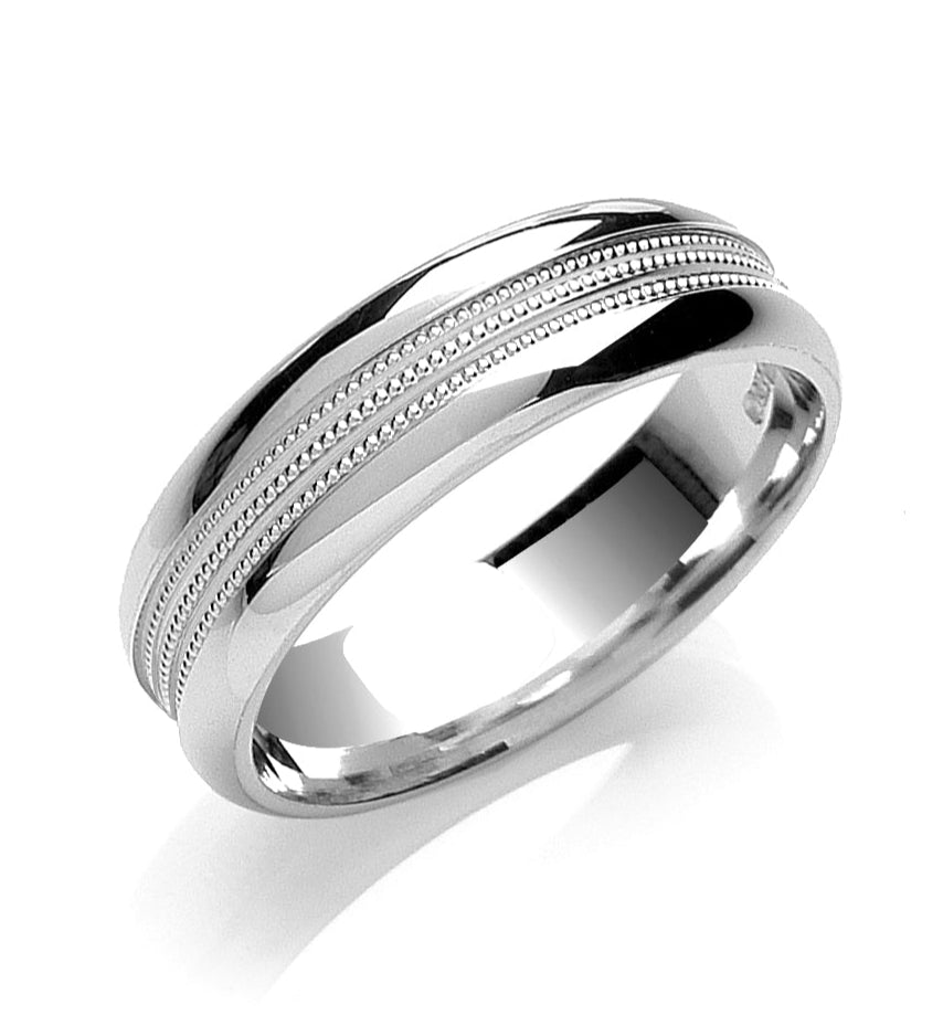 6mm Court Mill Grain Centre Wedding Band