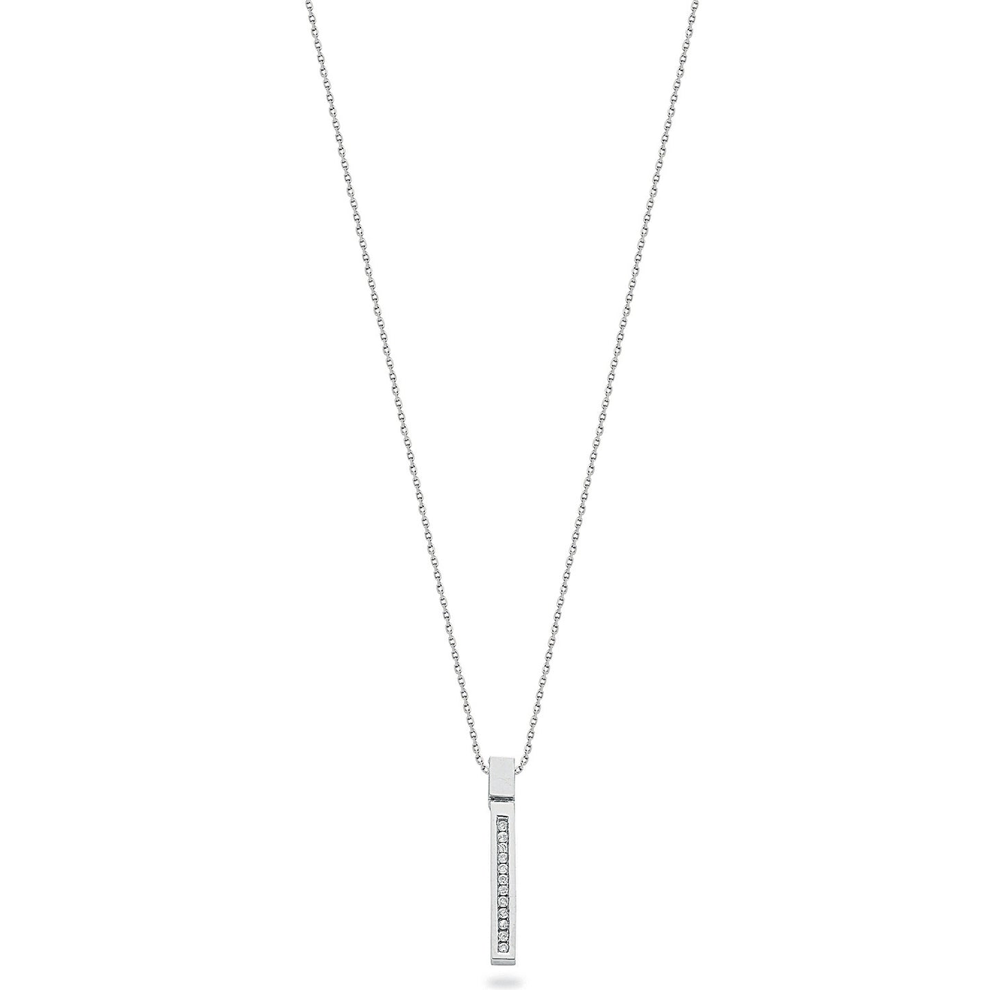 9ct White Gold 0.12ct Diamond Drop Pendant with 18in/45cm Chain