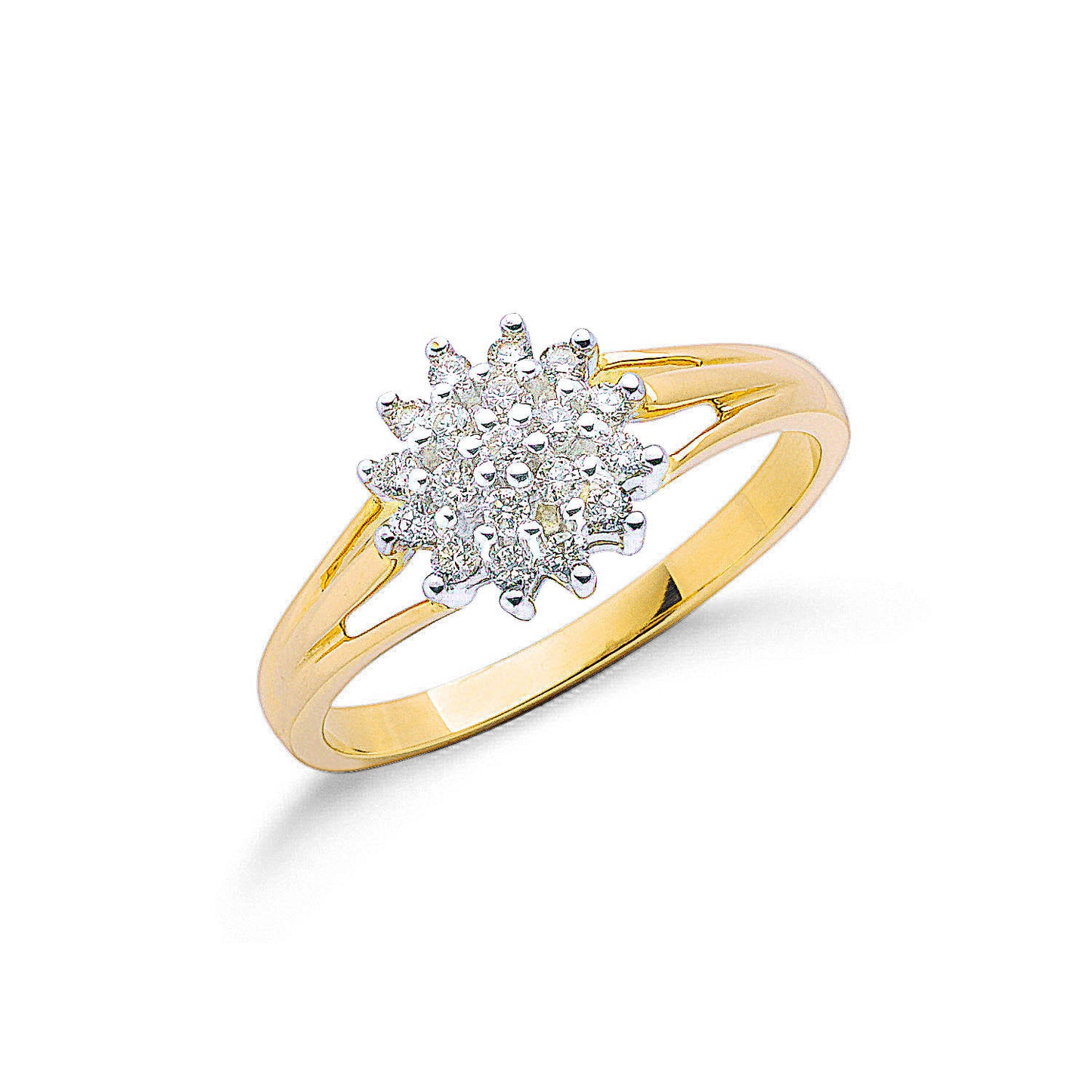 9ct Y/G 0.25ctw Diamond Cluster Ring