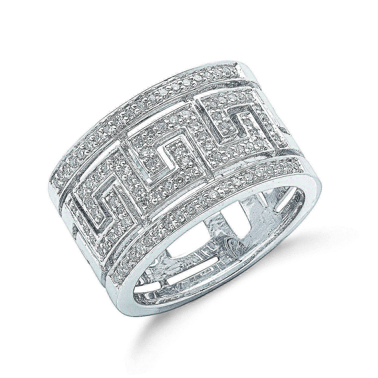 9ct W/G 0.50ct Diamond Greek Key Ring