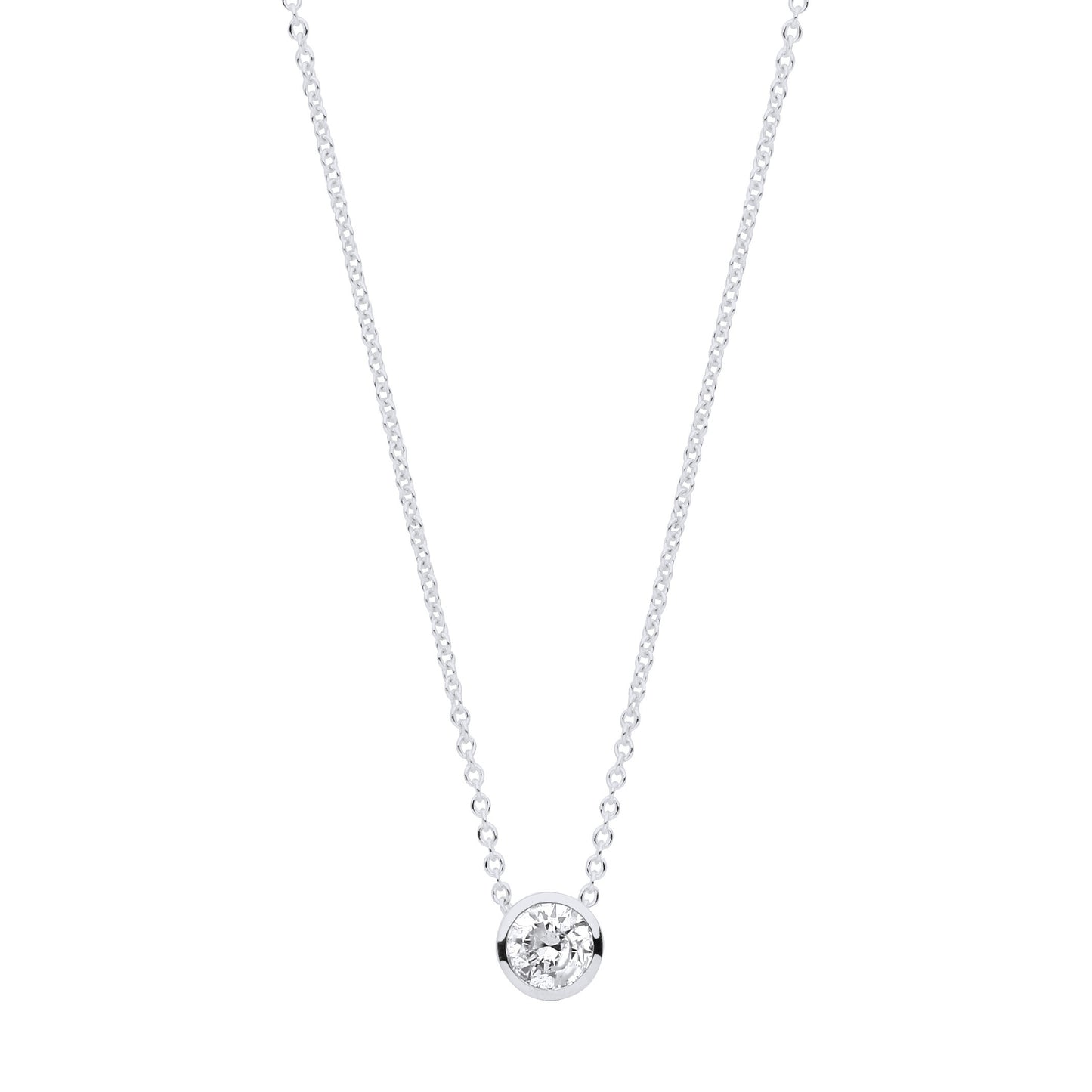 18ct White gold 0.25ctw G-SI Rubover Diamond pendant (18in/45cm) Chain