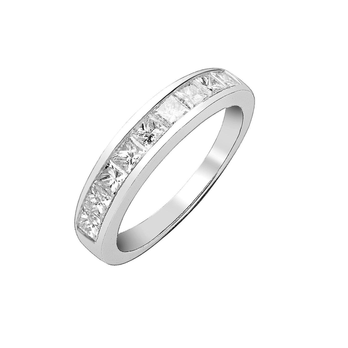 Platinum 1.00ct G/H-Vs Princess Cut Eternity Diamond Ring