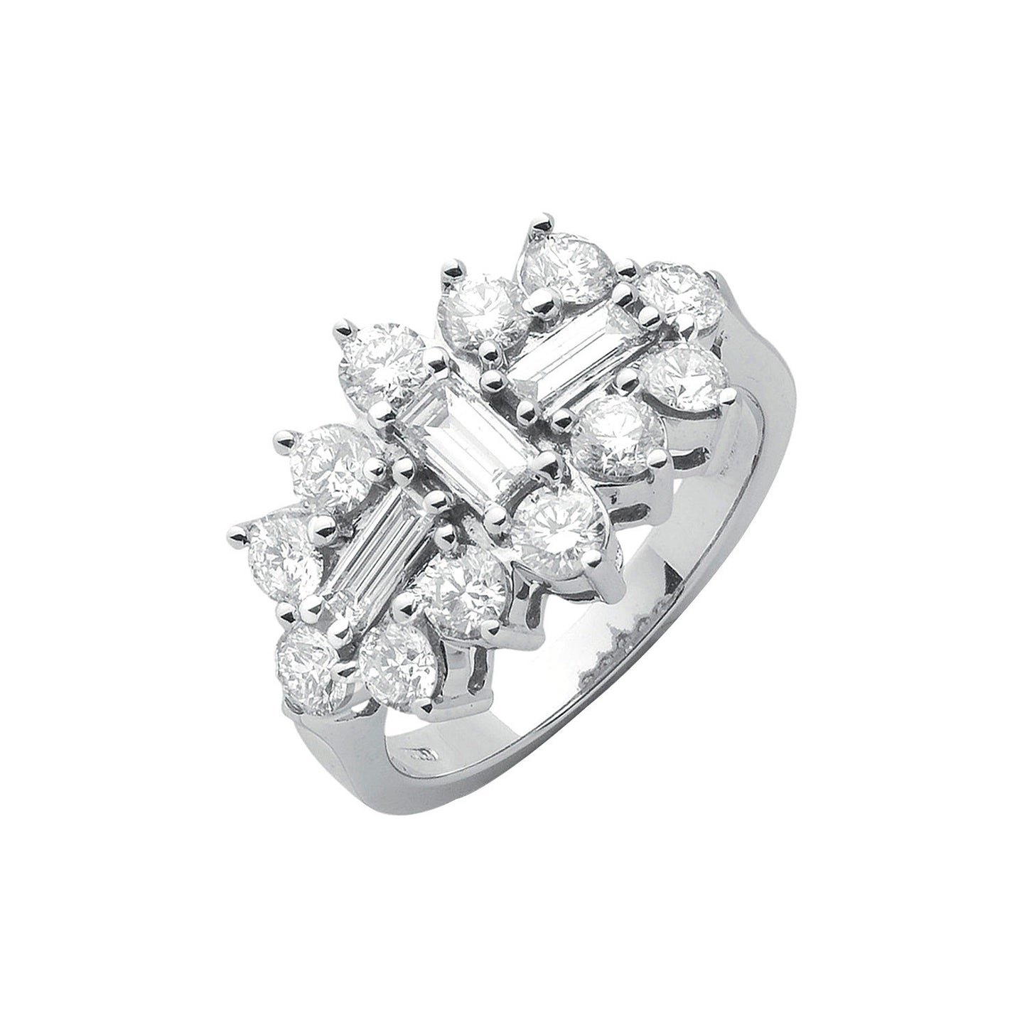 18ct White Gold D.2.00ctw Diamond Boat/Cluster Ring