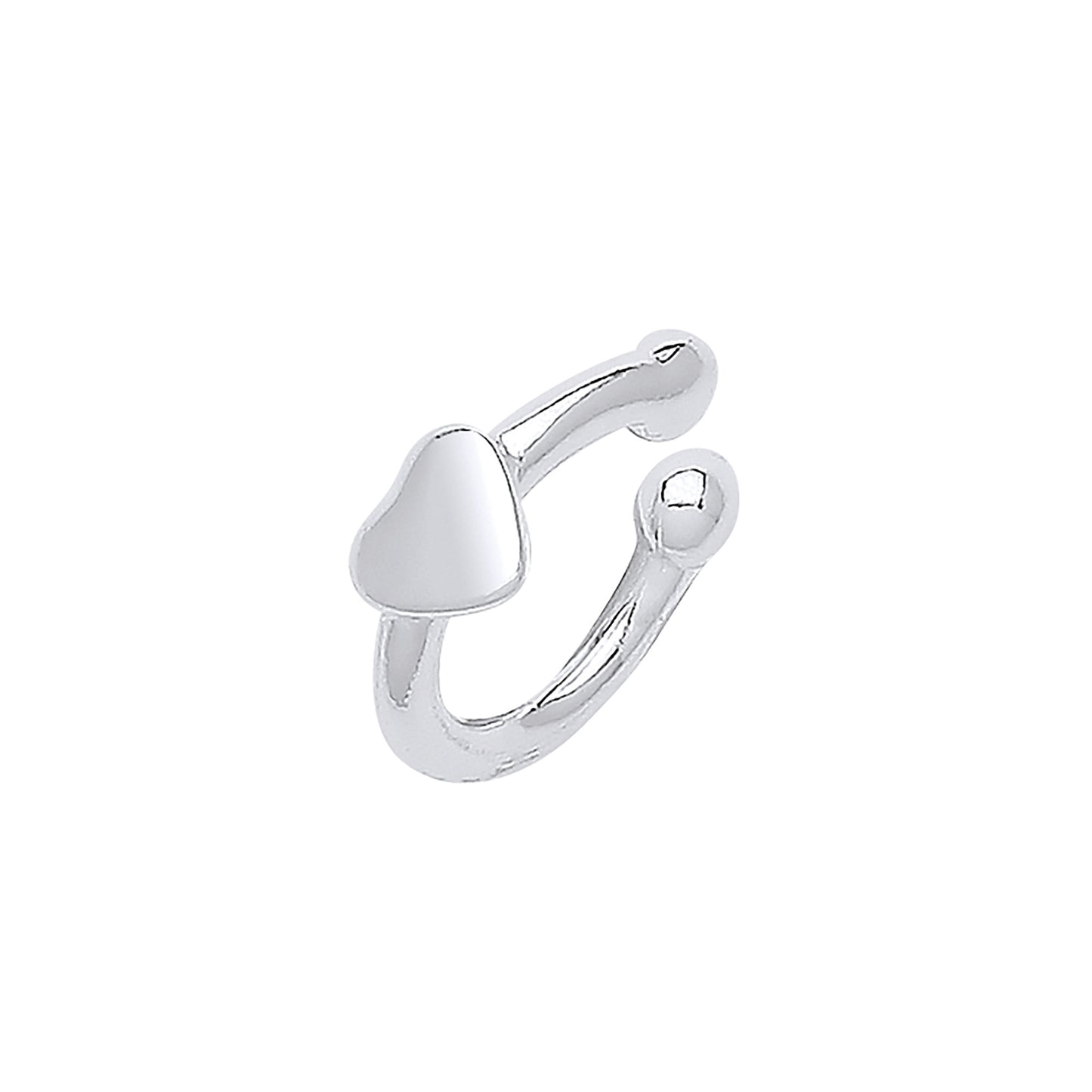 Silver Plain Cuff with Heart