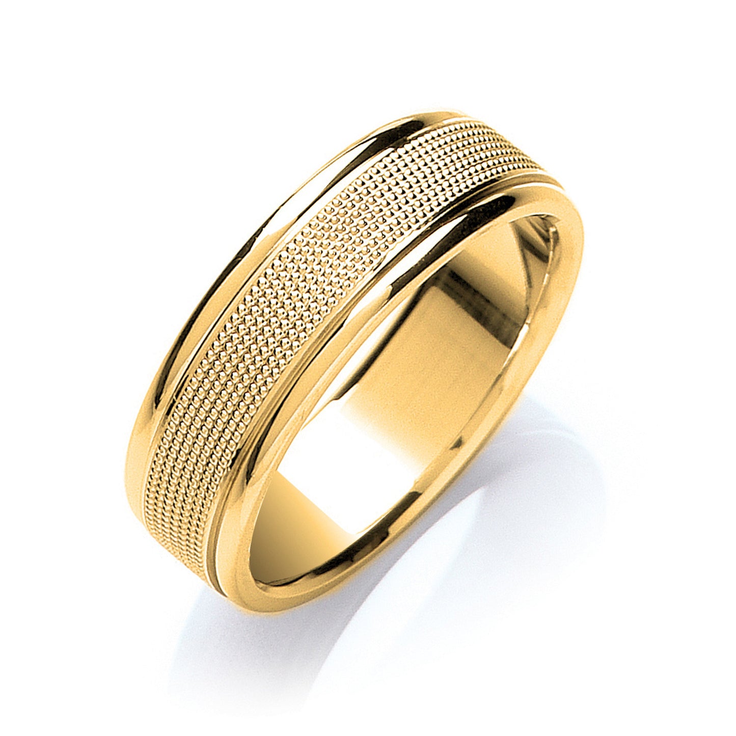 7mm Flat Court Mill Grain Centre Wedding Band
