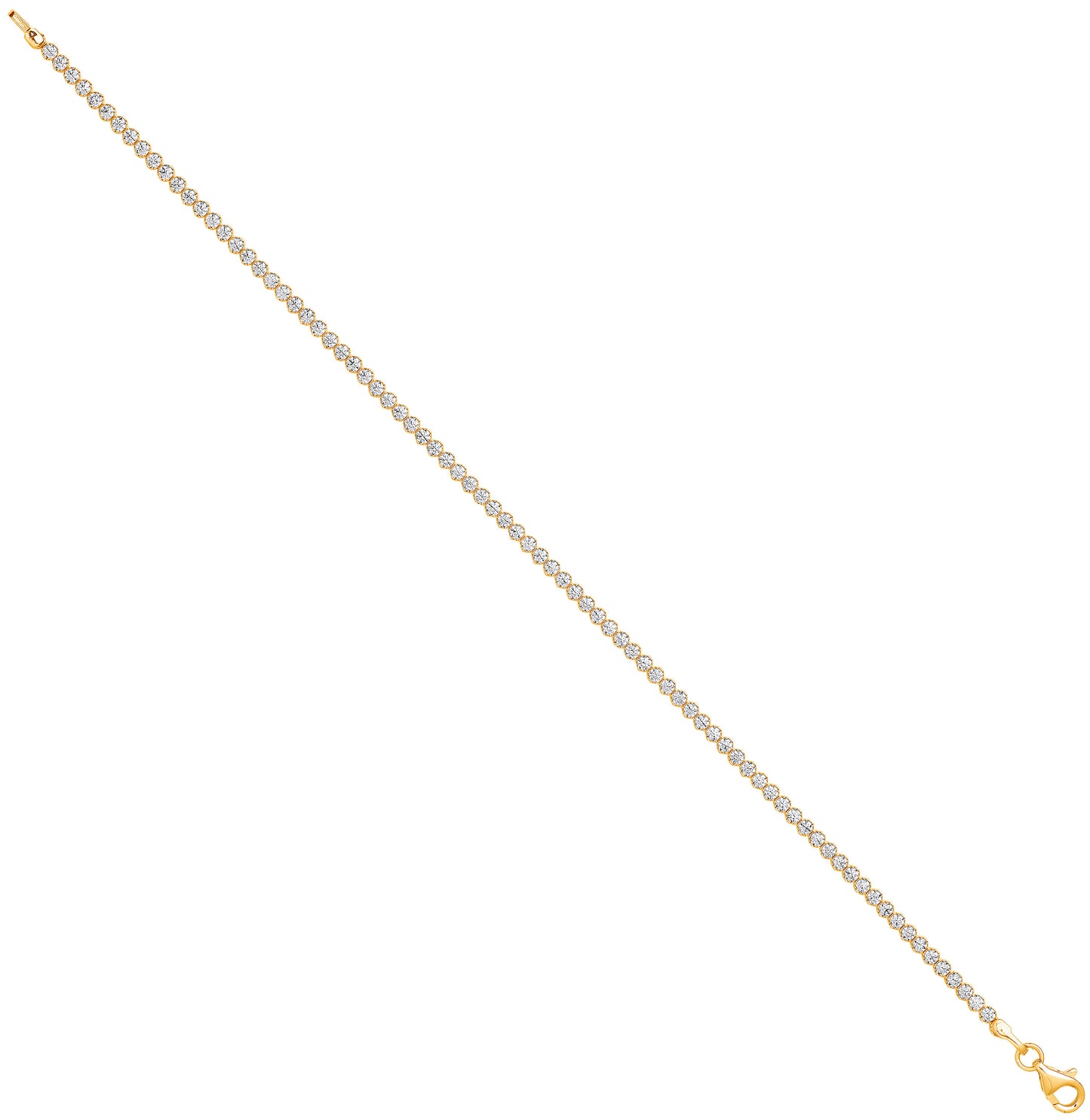 Y/G 2.1mm Round CZ Ladies Tennis Bracelet