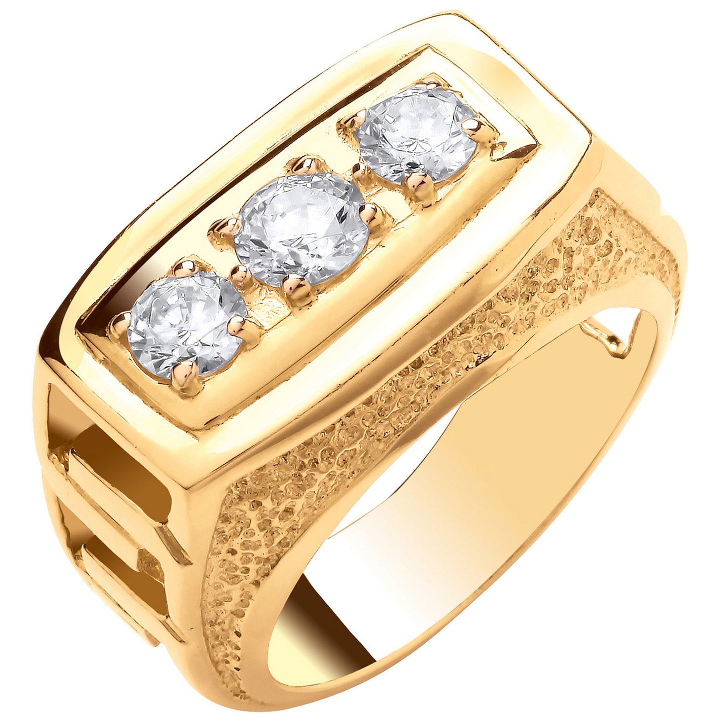 Y/G Large Chunky Rectangular Trilogy Gents Ring