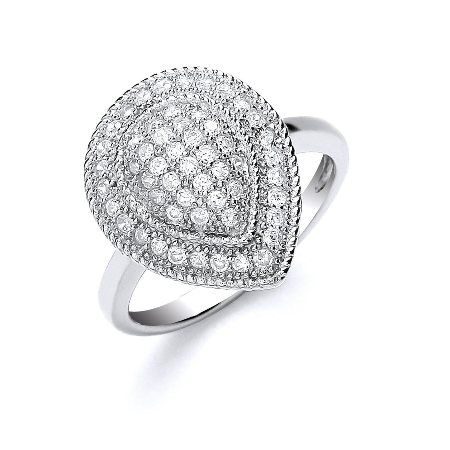 Silver Cluster Teardrop Shape Cz's Ring