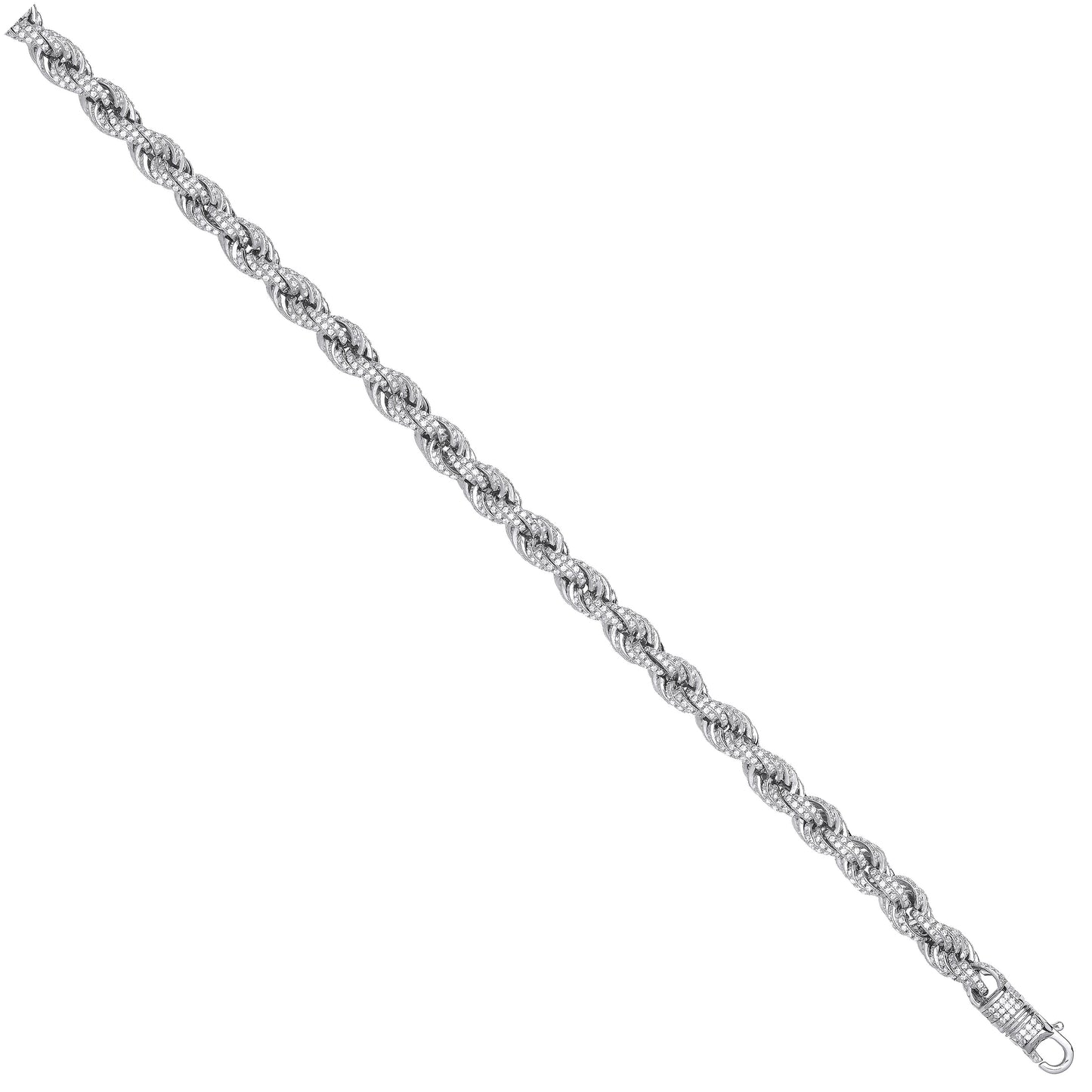 Silver 7mm CZ Set Rope Chain