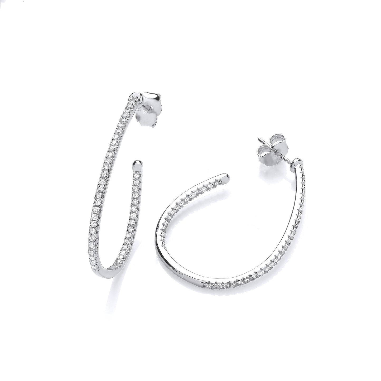 Half Hoop, Teardrop CZ Earrings