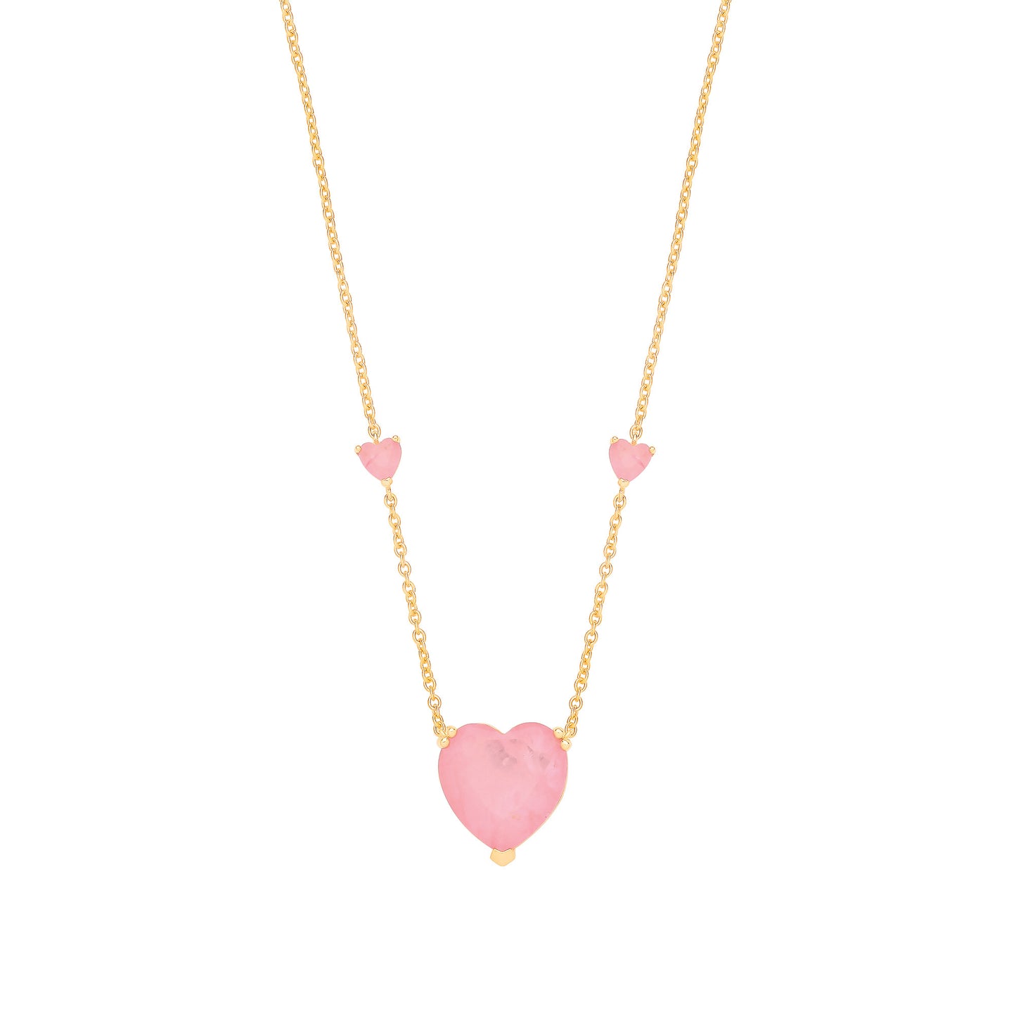 Silver YG Plated, Pink Heart Necklace