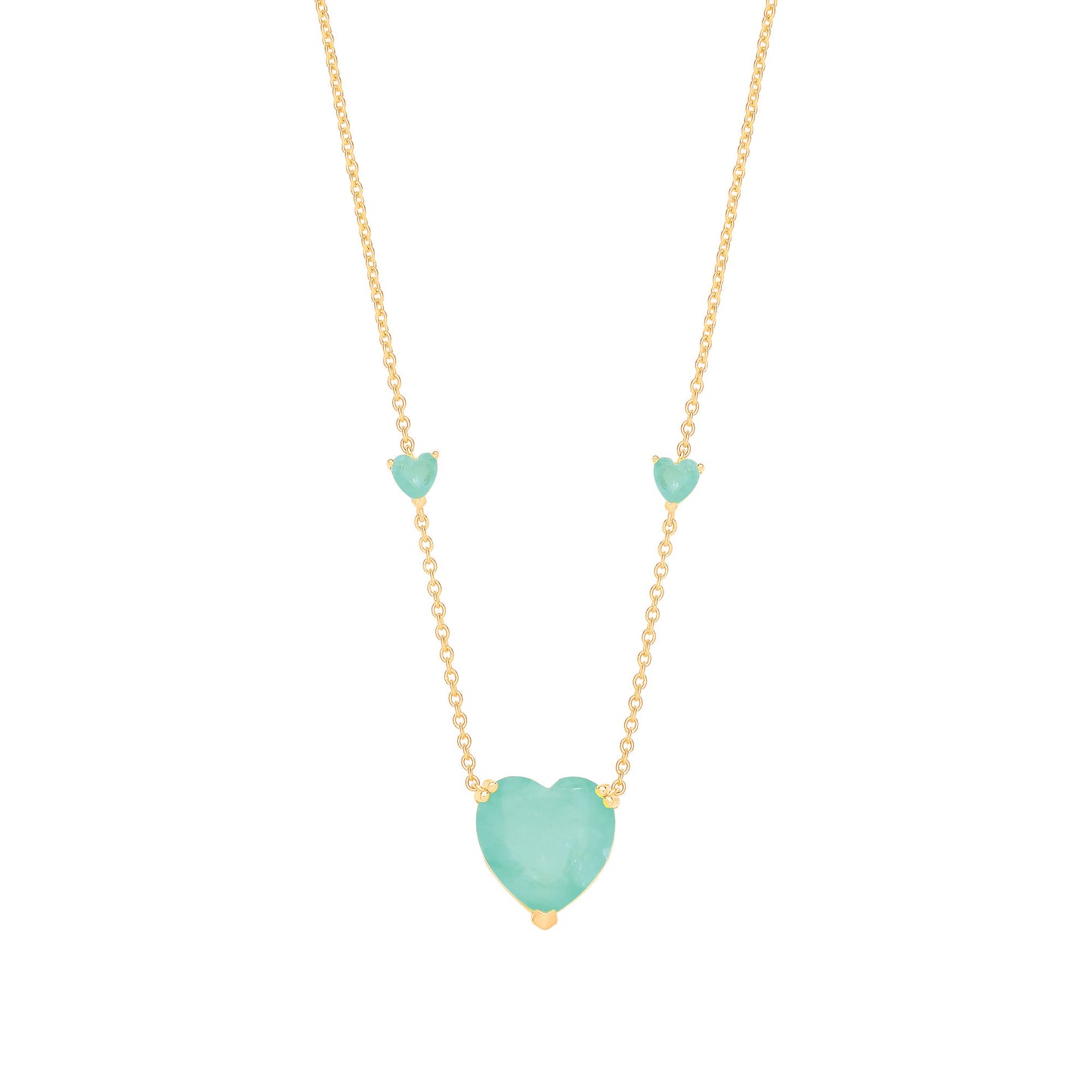 Silver YG Plated, Green Heart Necklace