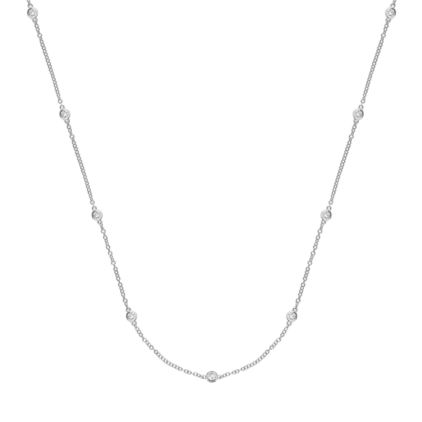 9ct White Gold 0.50ct Diamond by the yard Necklace (18in/45cm)