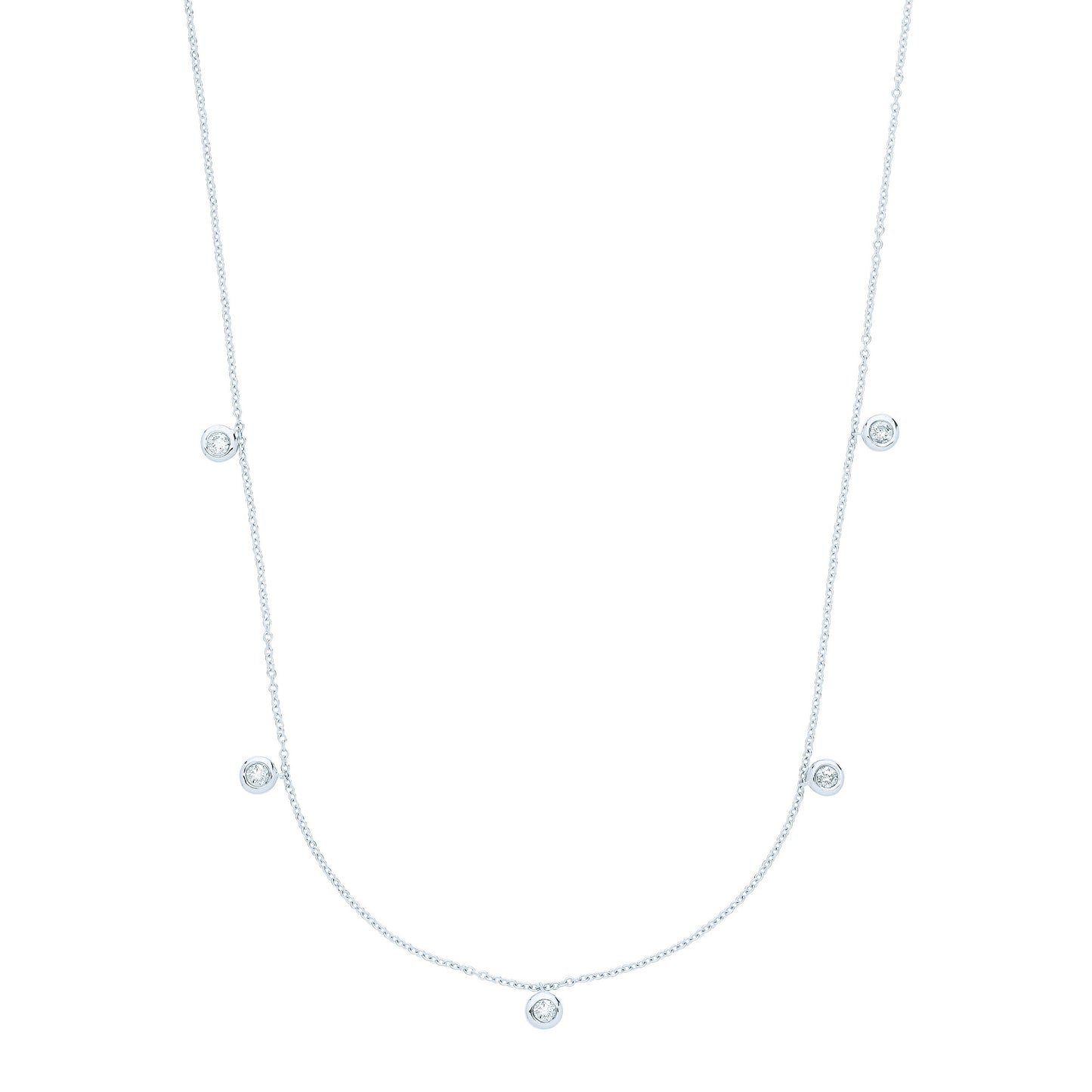 9ct White Gold Rub-Over 0.25ctw Diamond (18in/45cm) Chain