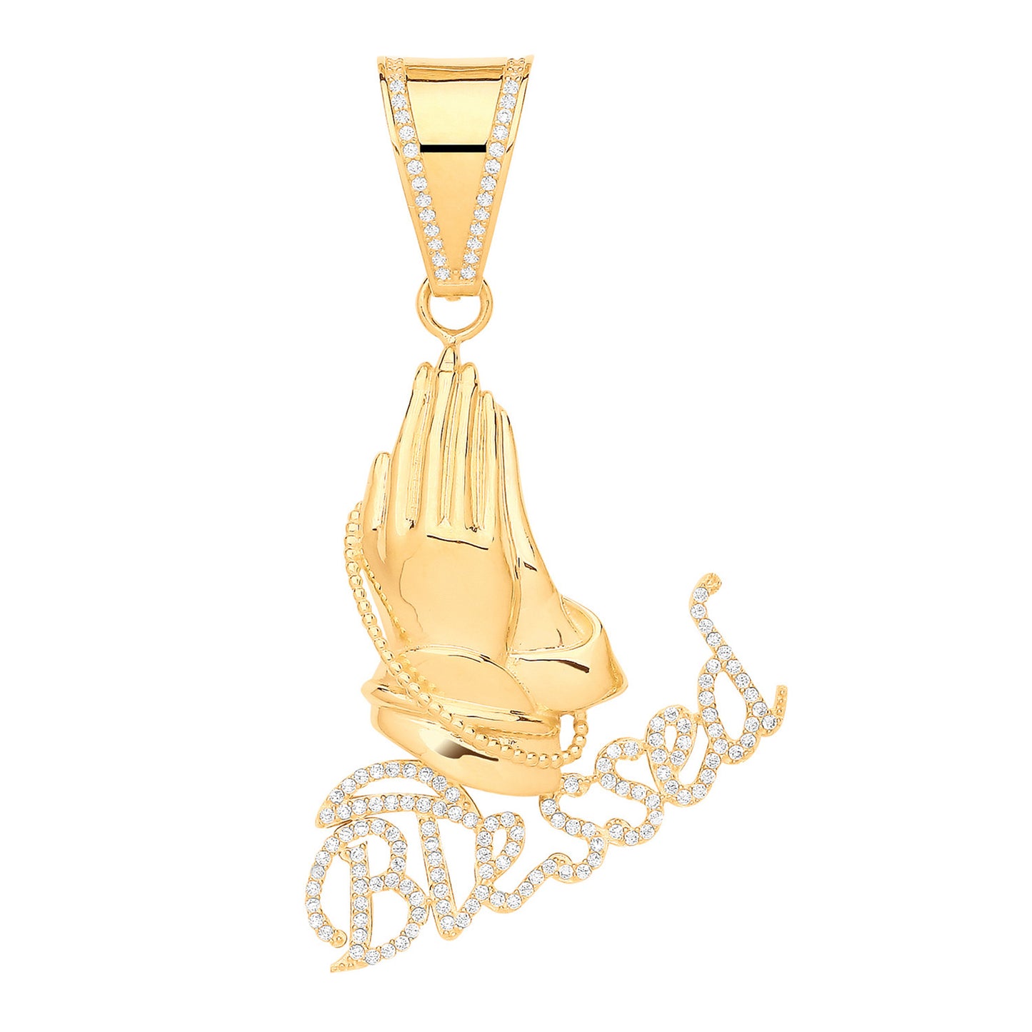 Y/G Blessed, Praying Hands CZ Pendant