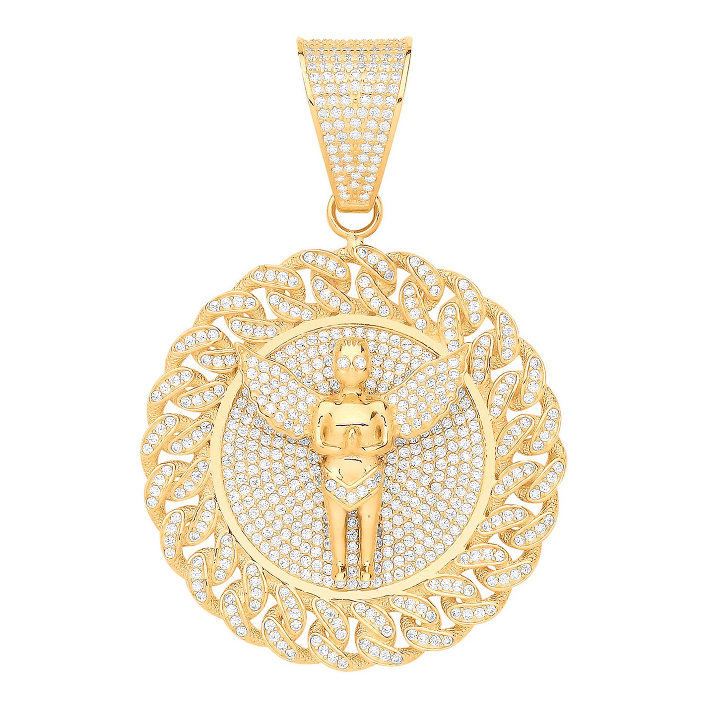 Y/G Angel Medallion CZ Pendant