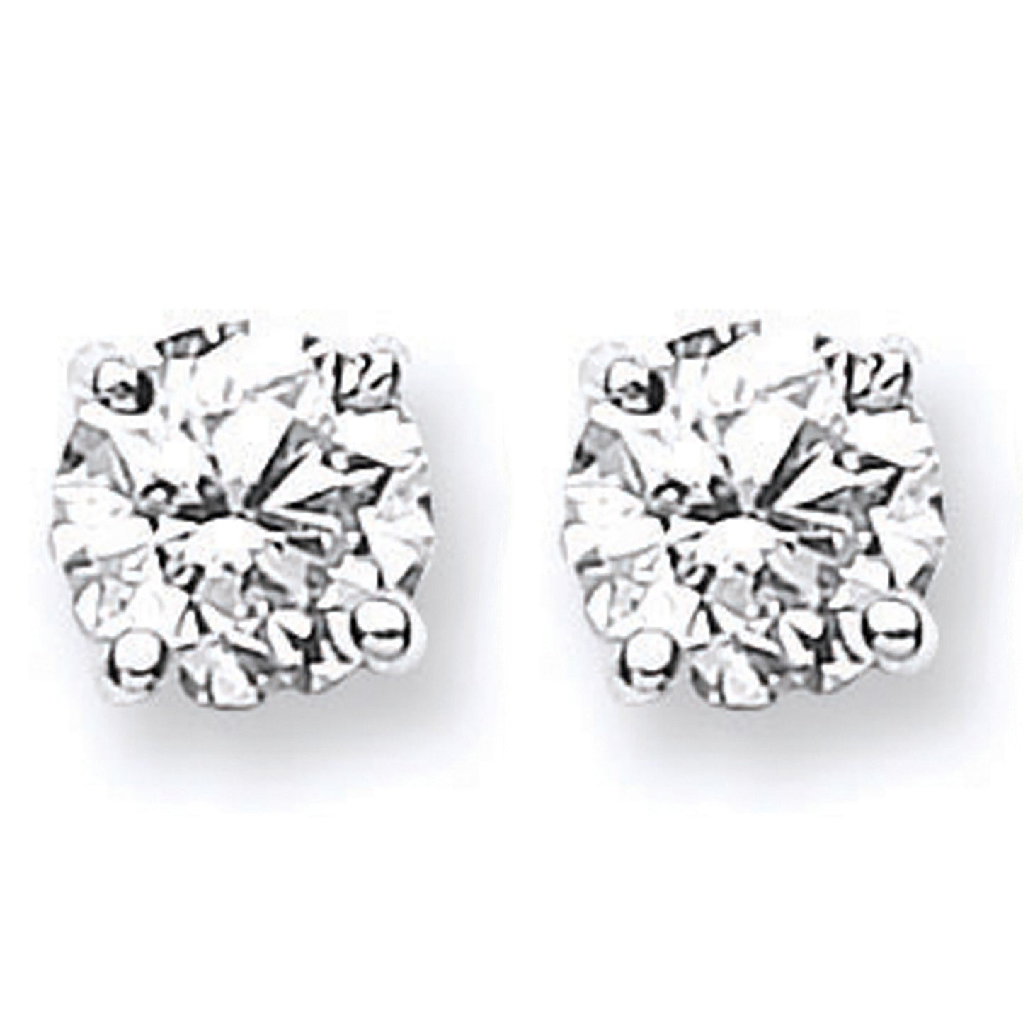 18ct White Gold 1.40 - 1.50ct Claw Set Diamond Stud Earrings