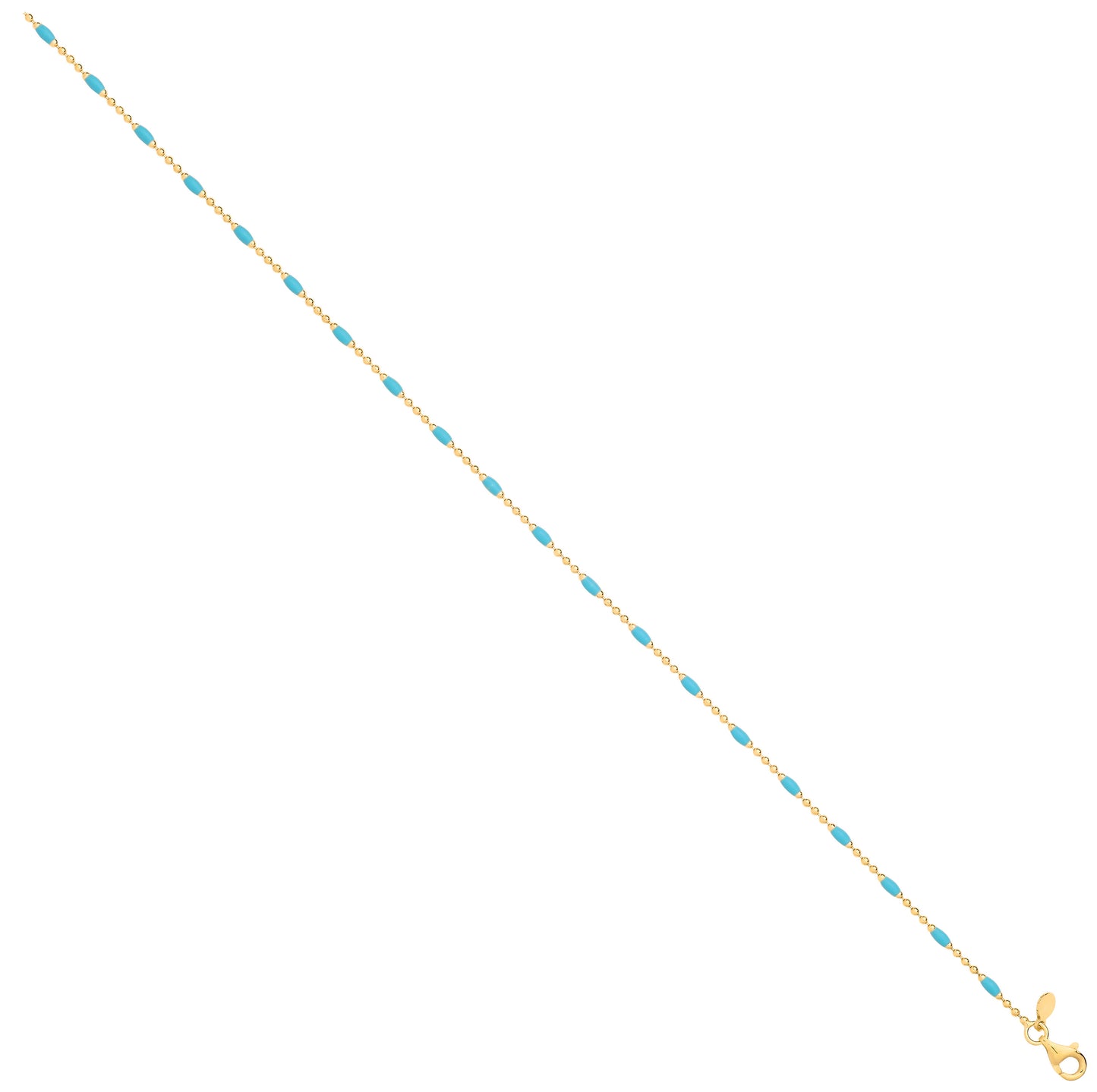 Silver YG Plated Blue Enamel Anklet