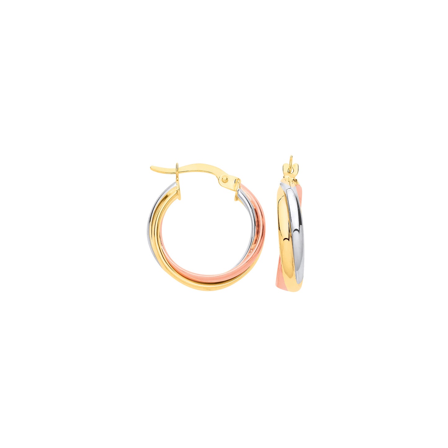 YW & R/G Russian Wedding 18mm Hoop Earrings