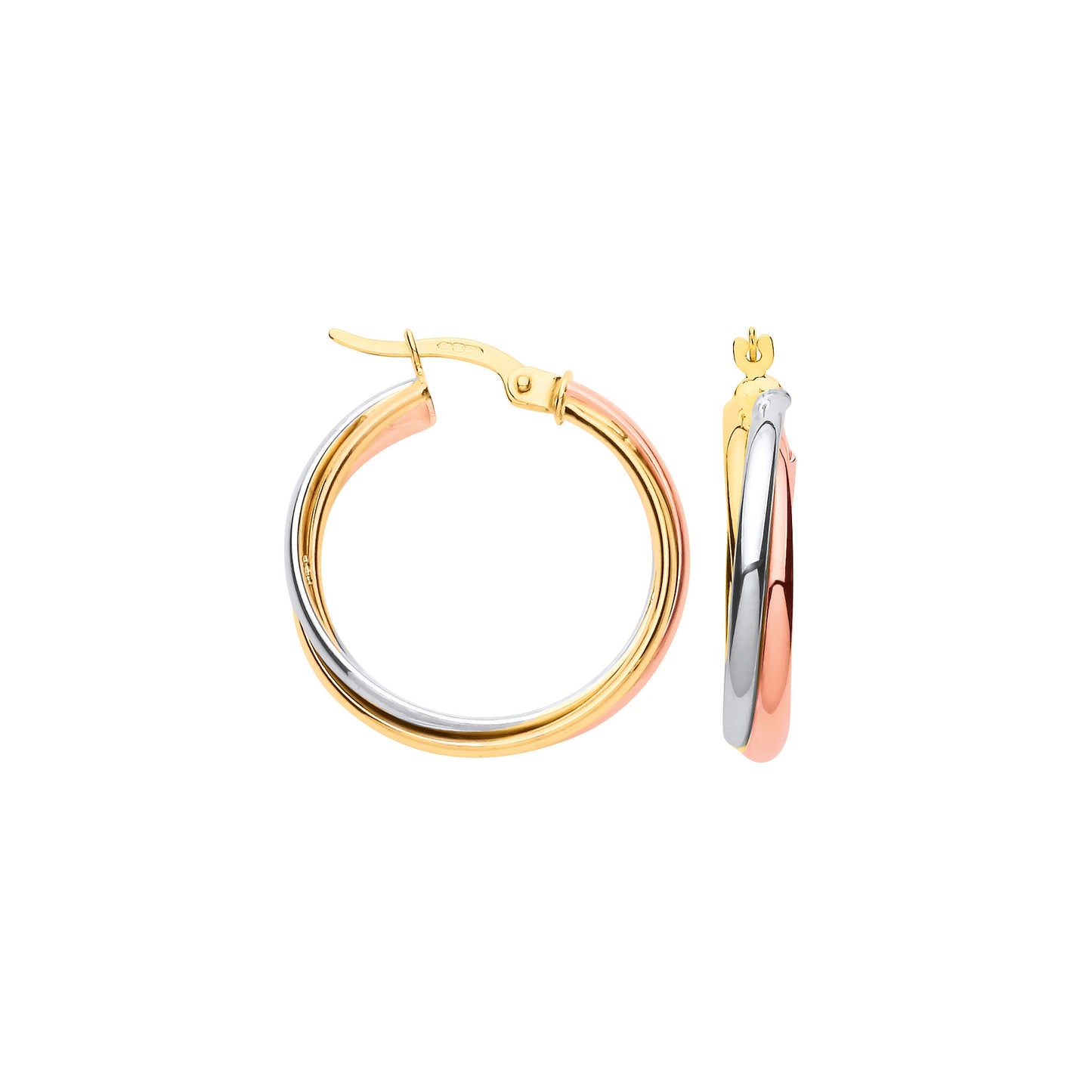 YW & R/G Russian Wedding 23mm Hoop Earrings
