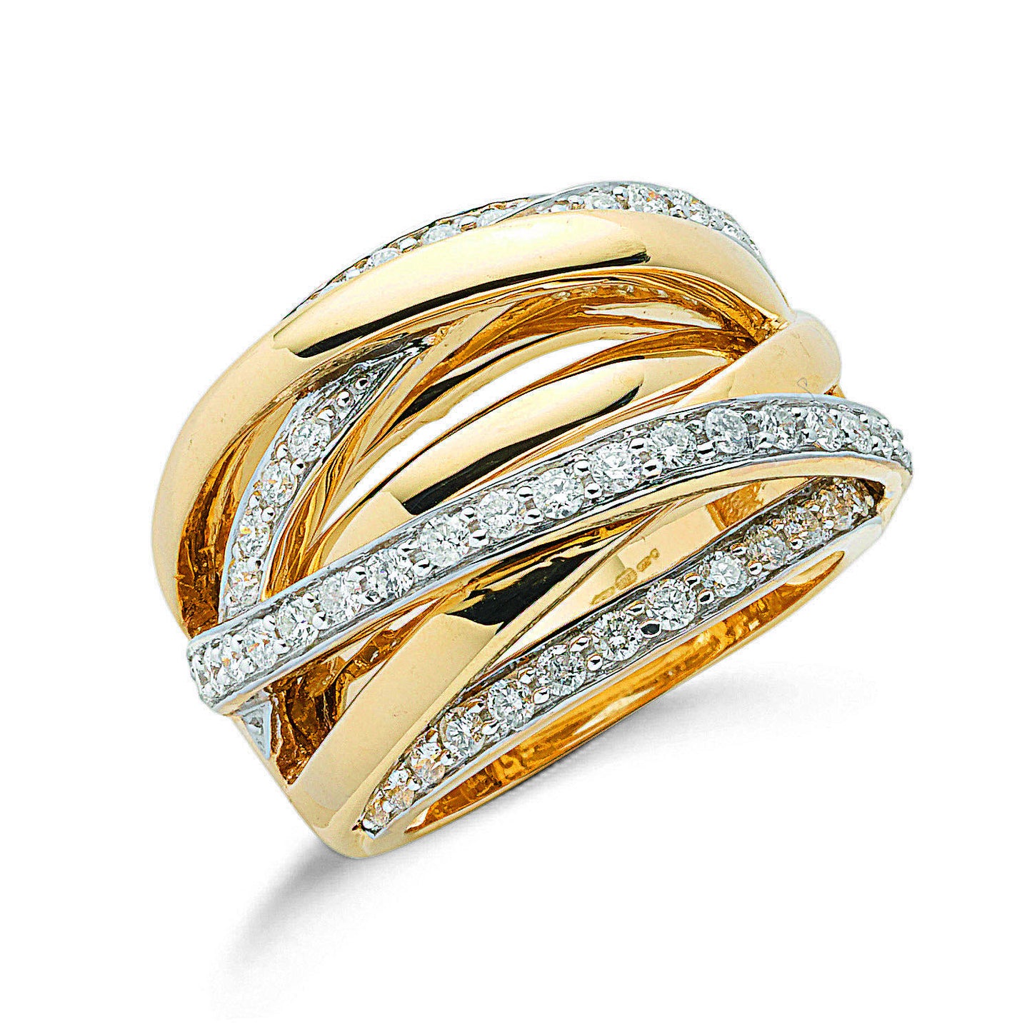 9ct Y/G 1.00ctw Diamond Crossover Ring