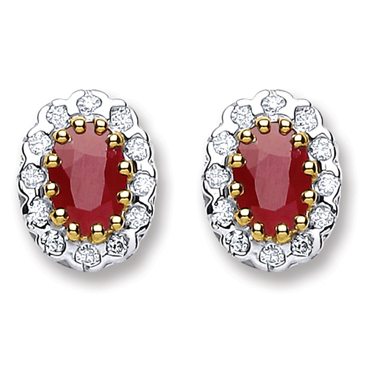 9ct Yellow Gold 0.20ct Diamond & 1.20ct Ruby Stud Earrings