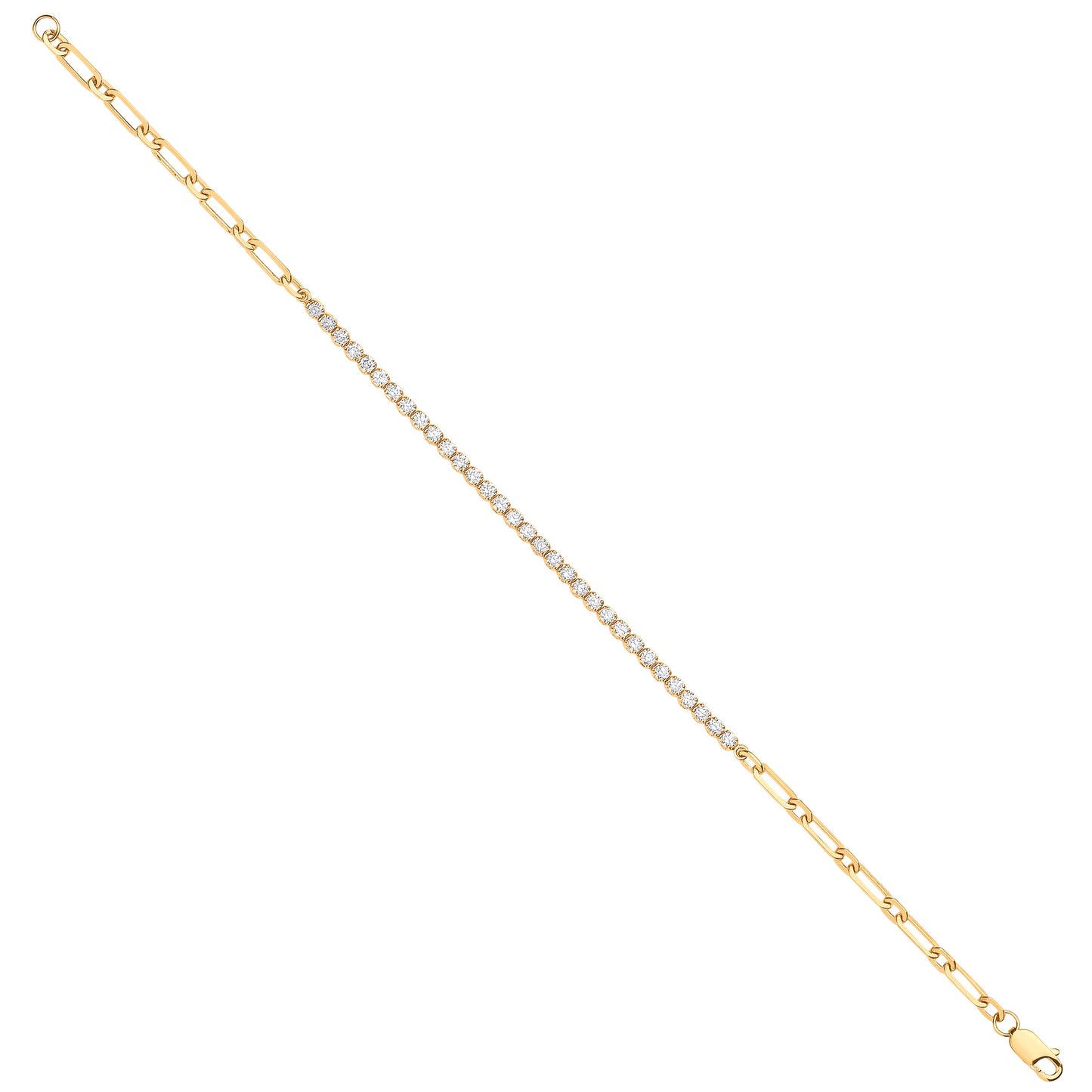 18ct Yellow Gold Half & Half Diamond Tennis Bracelet 0.80ctw