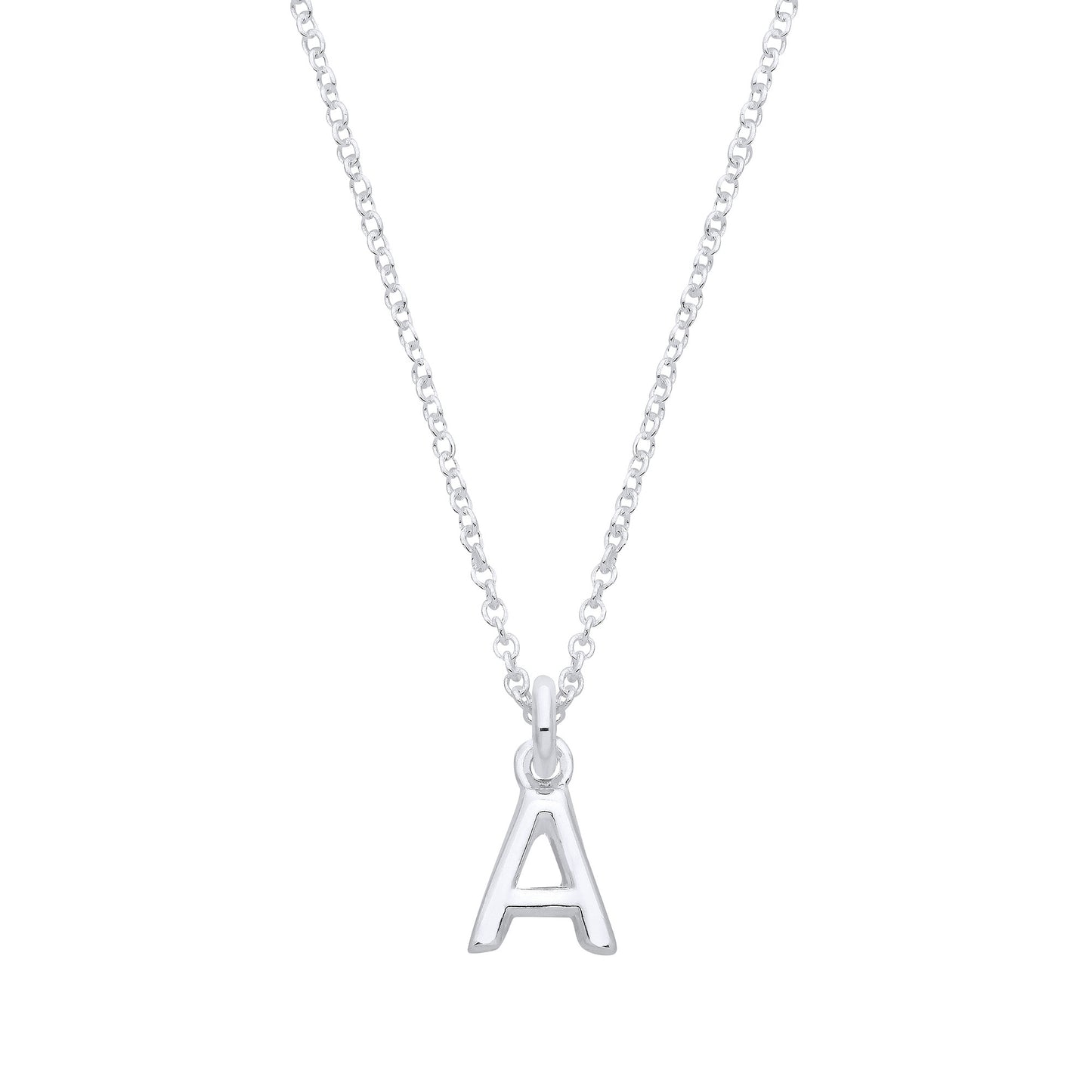Silver Small Plain Initial 16" + 1" Necklace