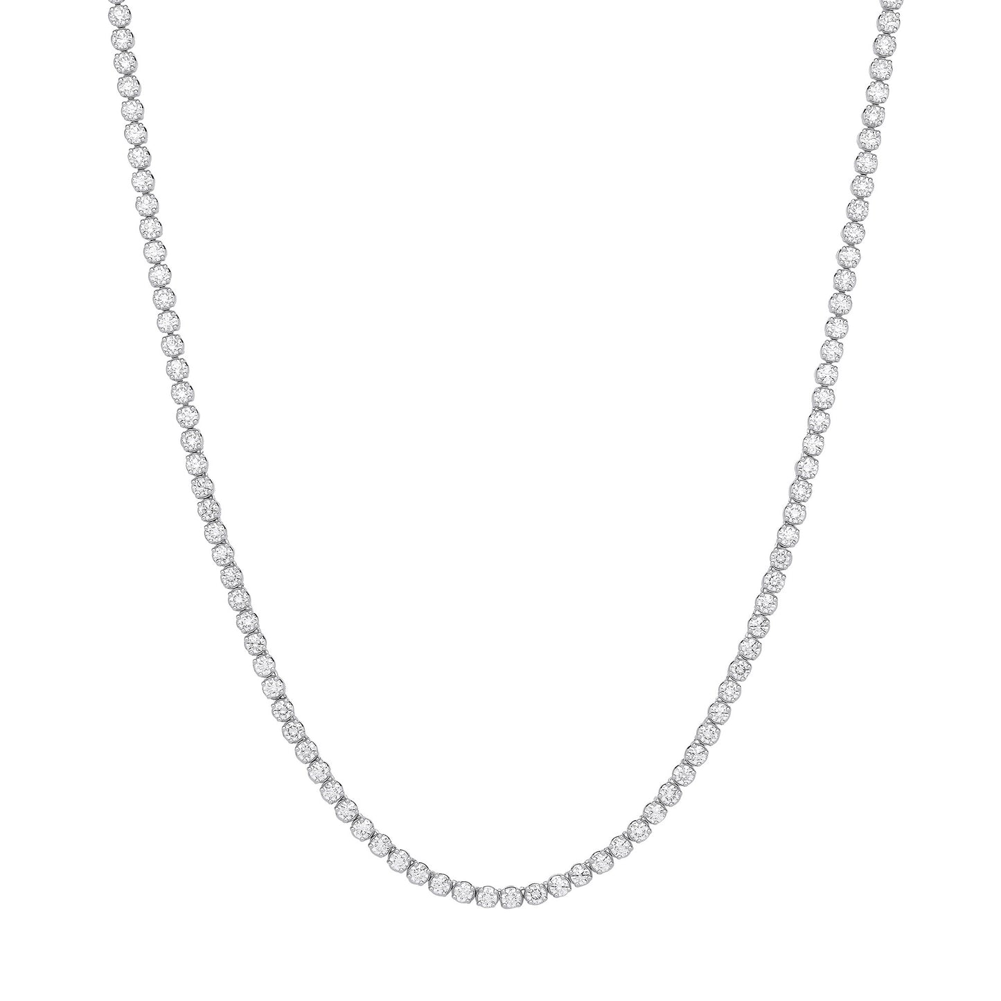 9ct White Gold 15.00ctw LAB GROWN Diamond Tennis Necklace IGI Certified