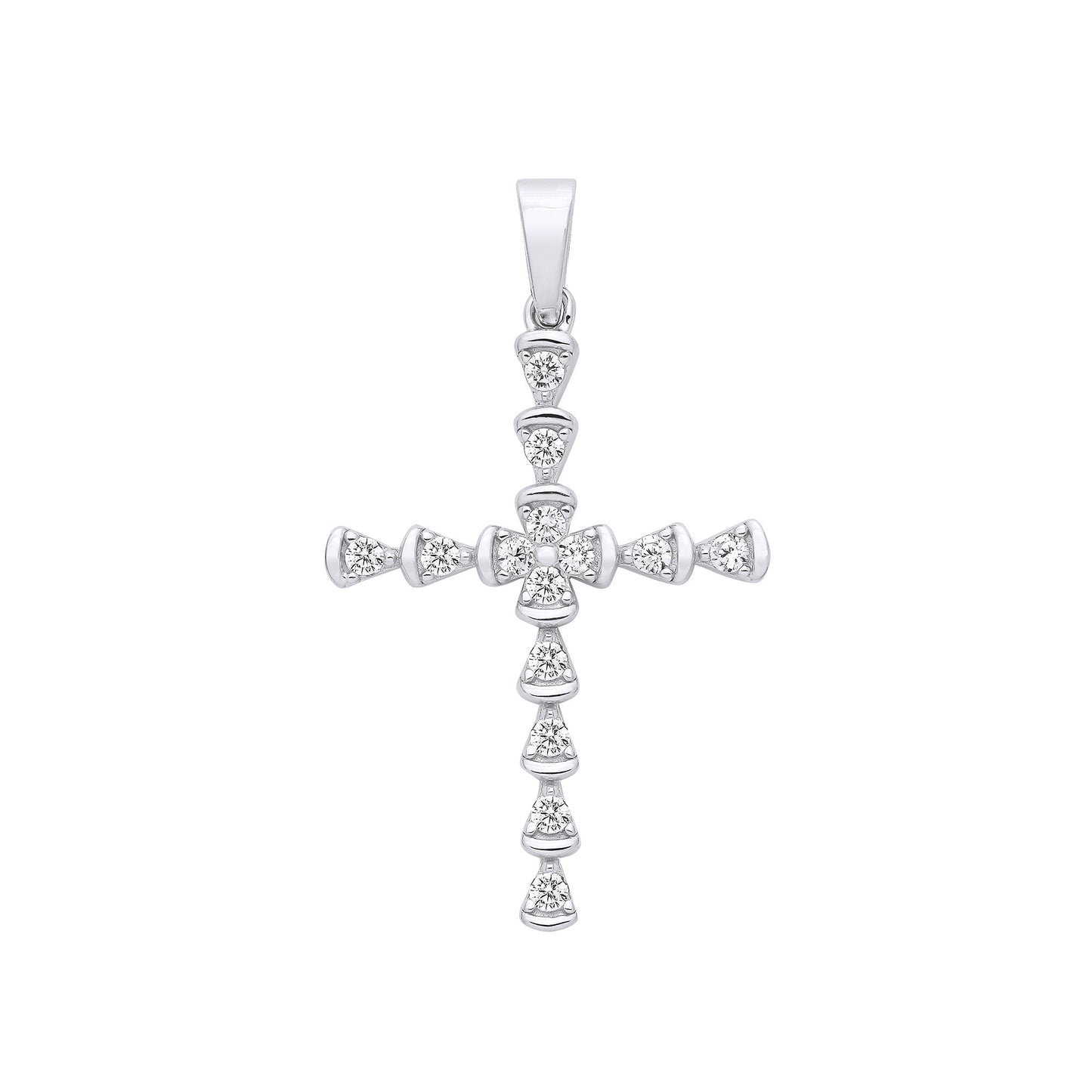 Silver Part Rub-Over CZ Cross