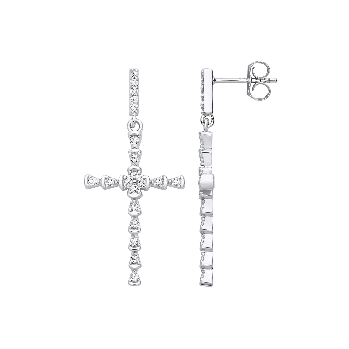 Silver Part Rub-Over CZ Cross