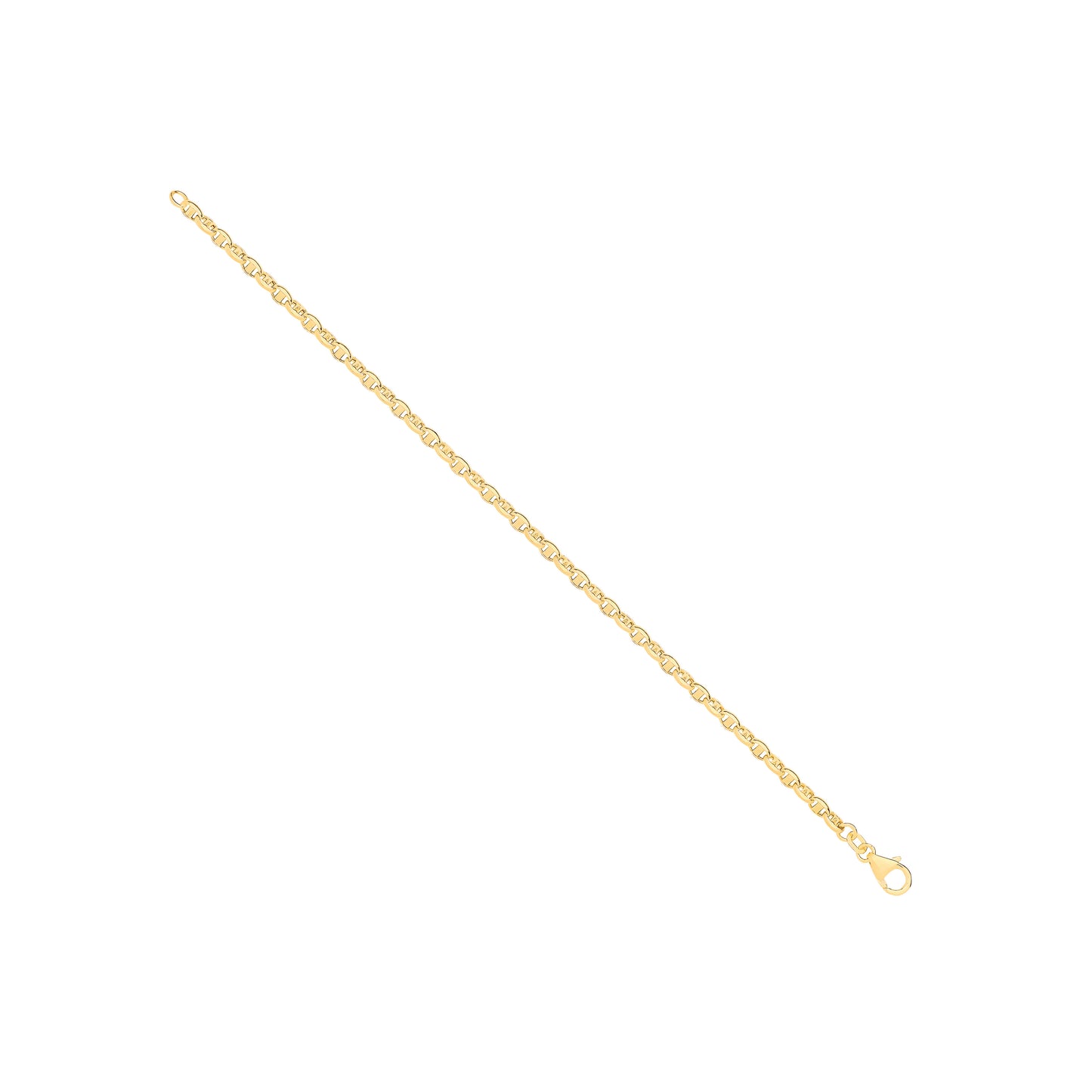 14ct Y/G Hollow Oval Puff Marine 3.6mm Chain