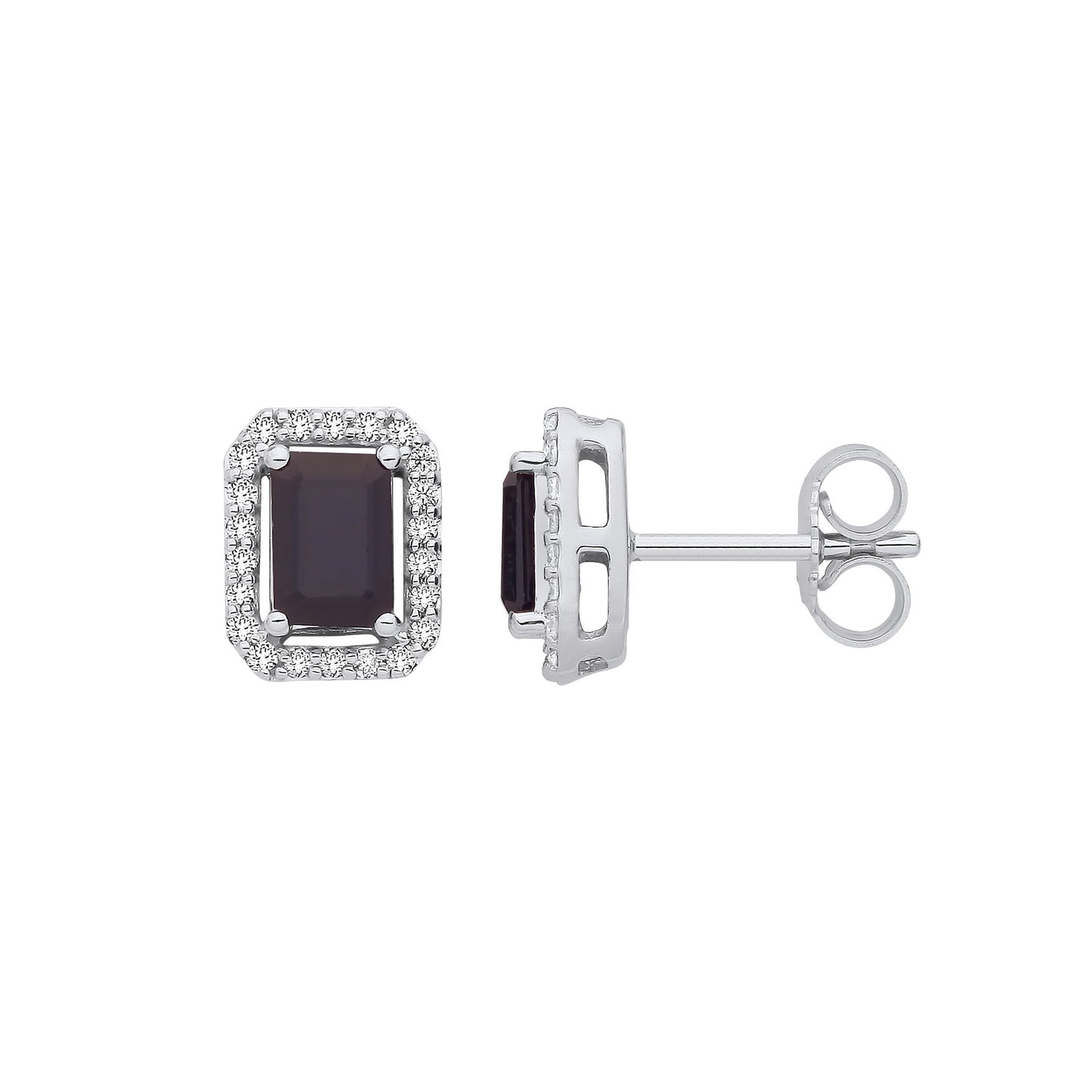 18ct White Gold 0.20ctw Diamonds & 1.30ctw Sapphire Earrings