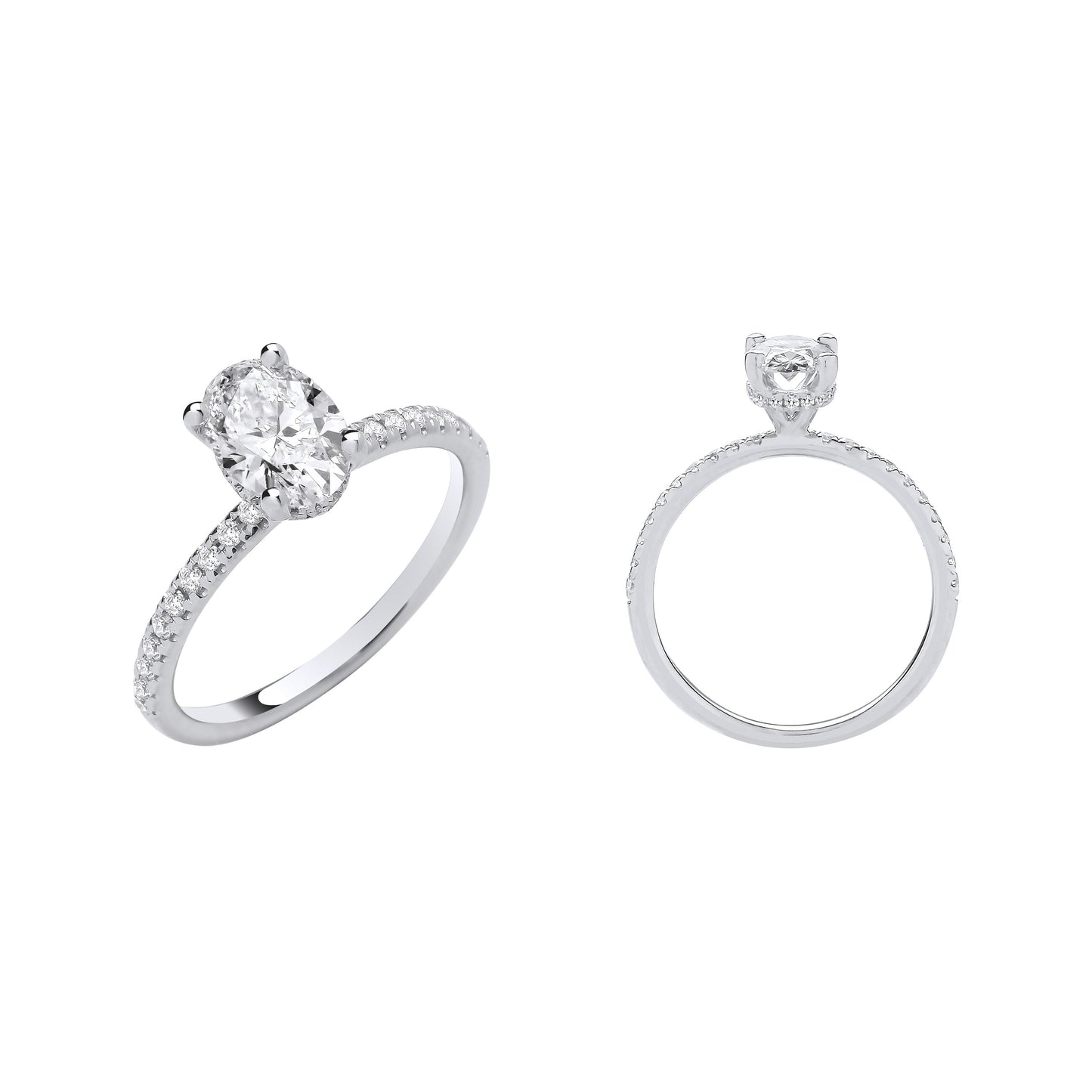 18ct White Gold 1.21ctw Oval LAB GROWN Hidden Halo Diamond Ring IGI Certified