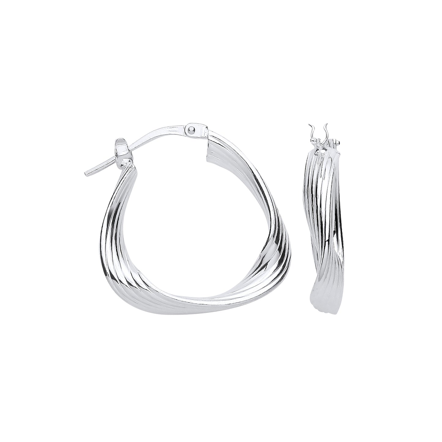 Silver Triangle 21mm Twisted Hoop Earrings