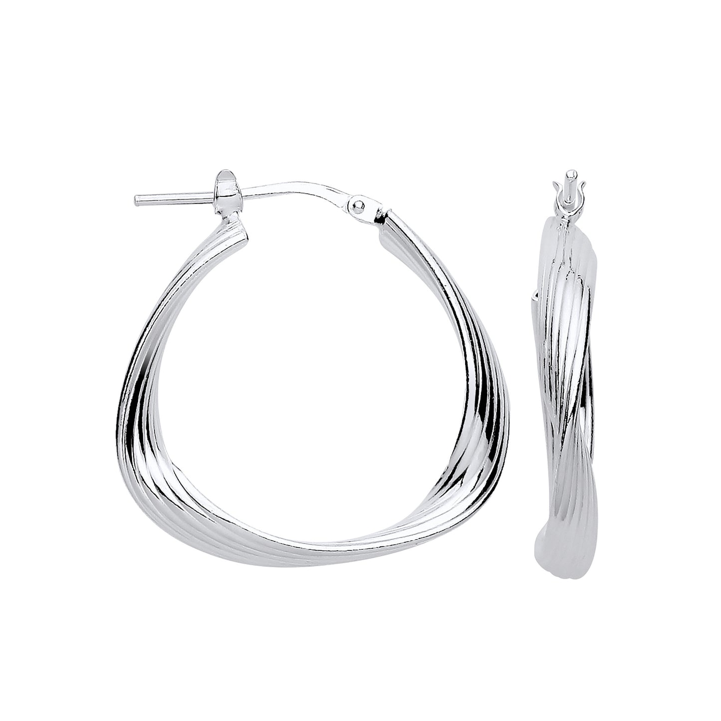 Silver Triangle 26mm Twisted Hoop Earrings