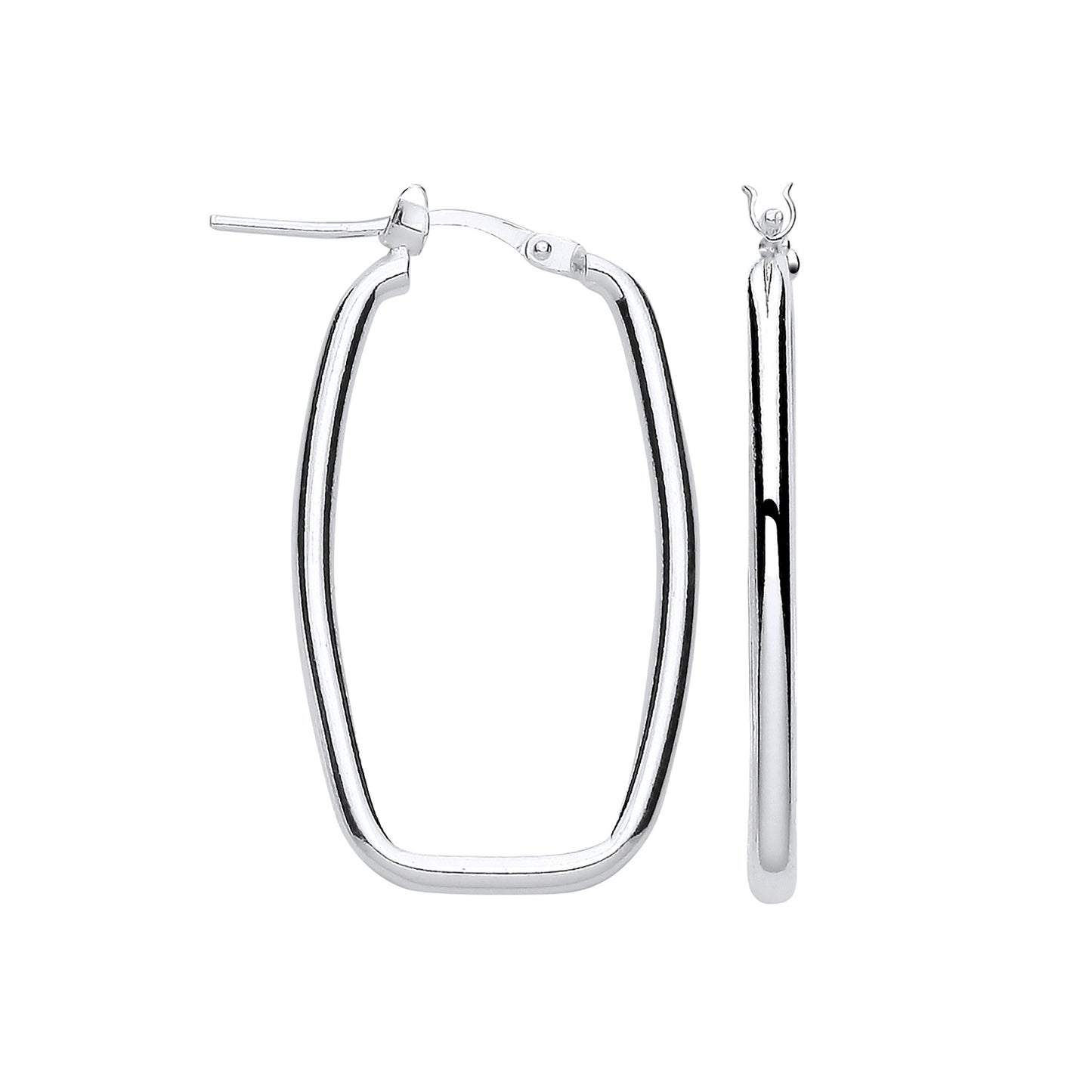 Silver Rectangular Creole Earrings