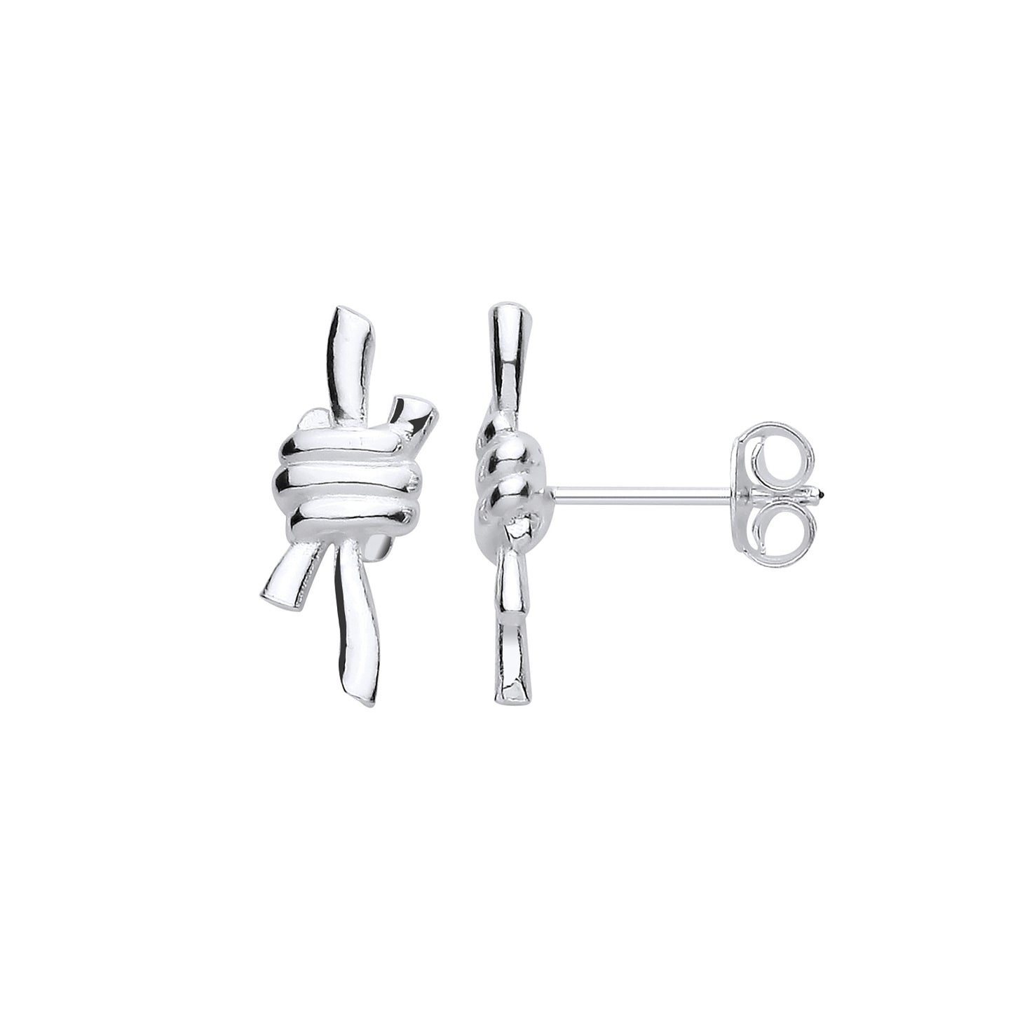 Silver Nautical Reef Knot Studs